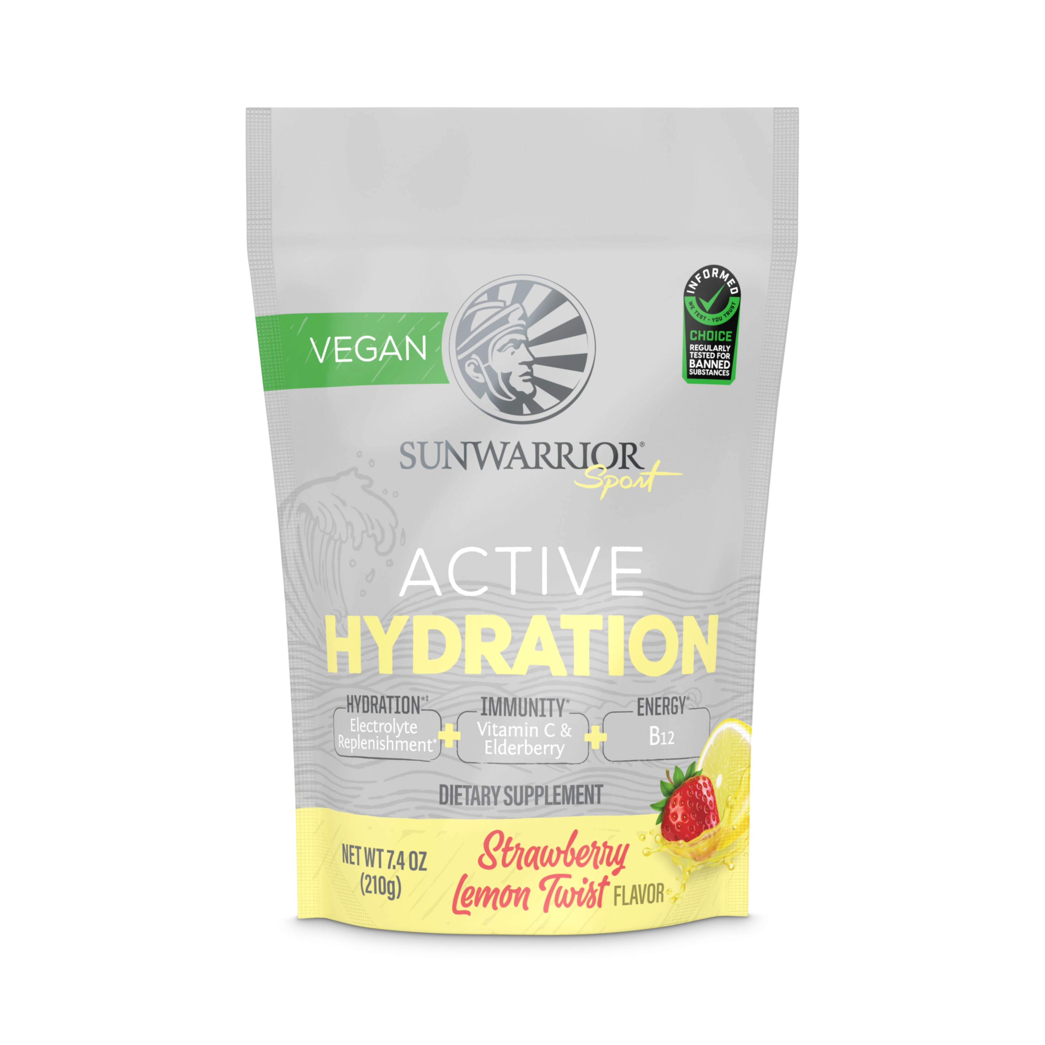 Sunwarrior, Sport, Active Hydration, Strawberry Lemon Twist, 210 g