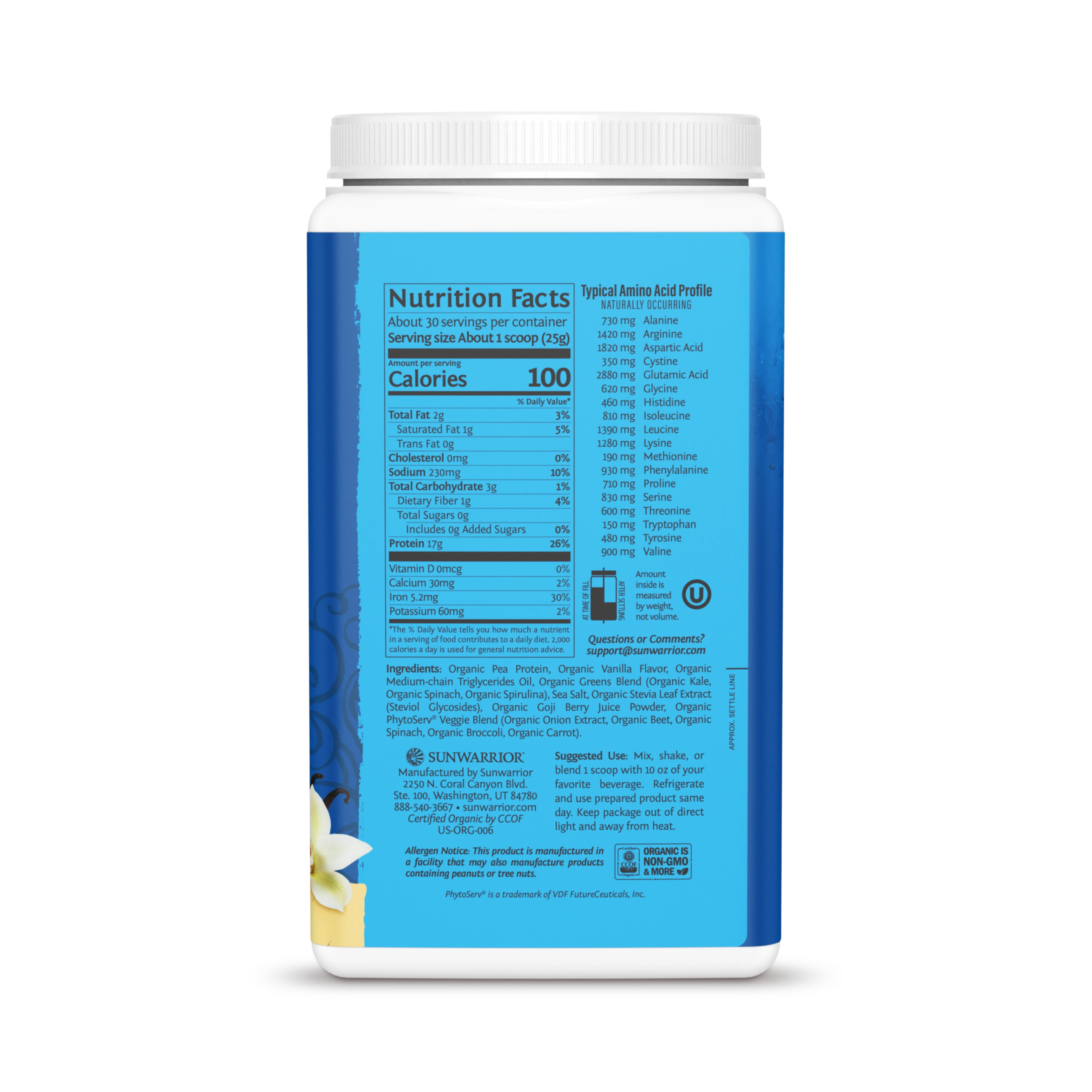 Sunwarrior, Warrior Blend, Protein + Greens, Vanilla, 750 g