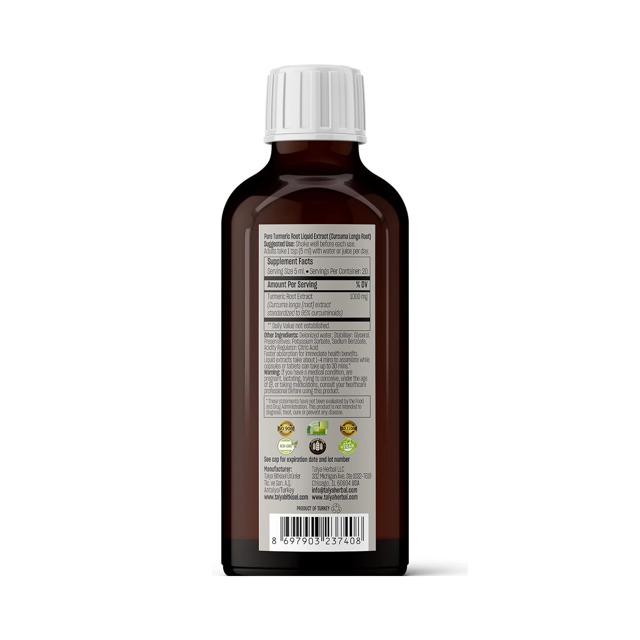 Talya, Turmeric Extract,1000 Mg, 3.38 Oz