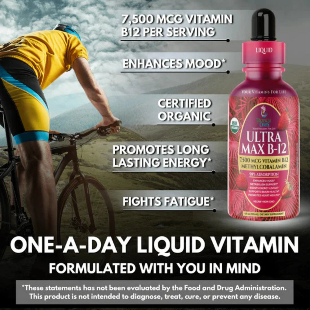 Tropical Oasis, Liquid Drops, Ultra Max B12, 7500 mcg, 4 fl oz, 120 ml