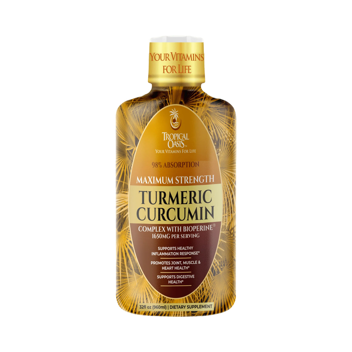 Tropical Oasis, Maximum Strenght, Turmeric Curcumin, 1650 mg, 32fl oz, 960 ml