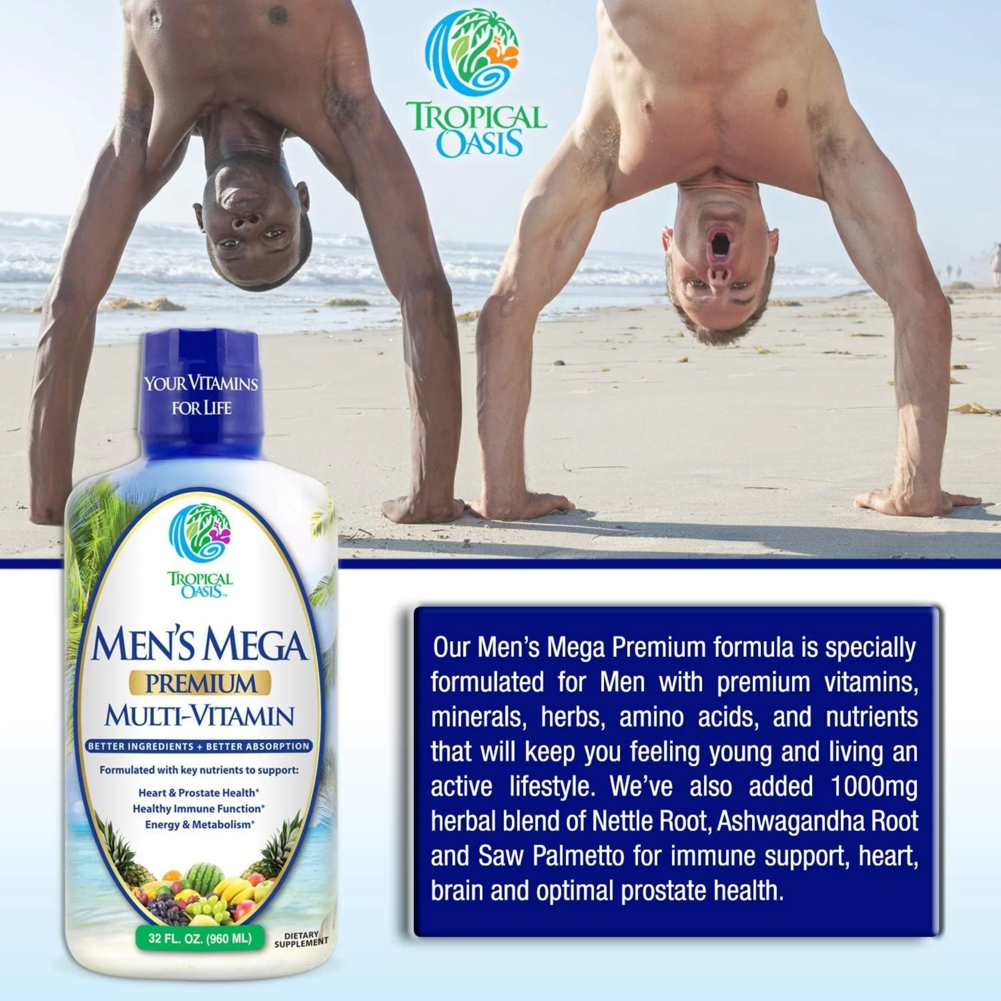 Tropical Oasis, Men's Premium Multi-Vitamin, 32 fl oz, 960ml