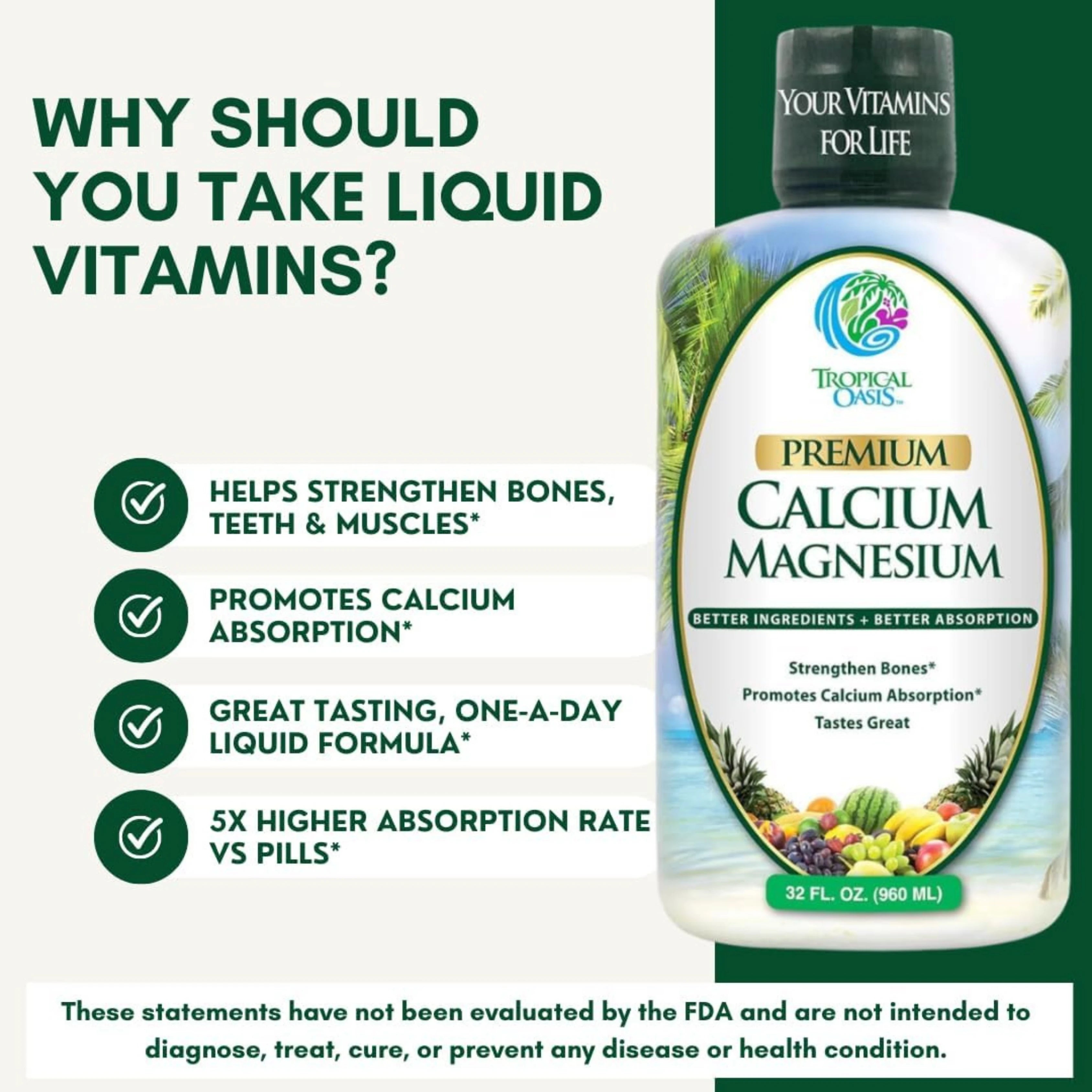 Tropical Oasis, Premium Calcium Magnesium, 32 fl oz, 960 ml