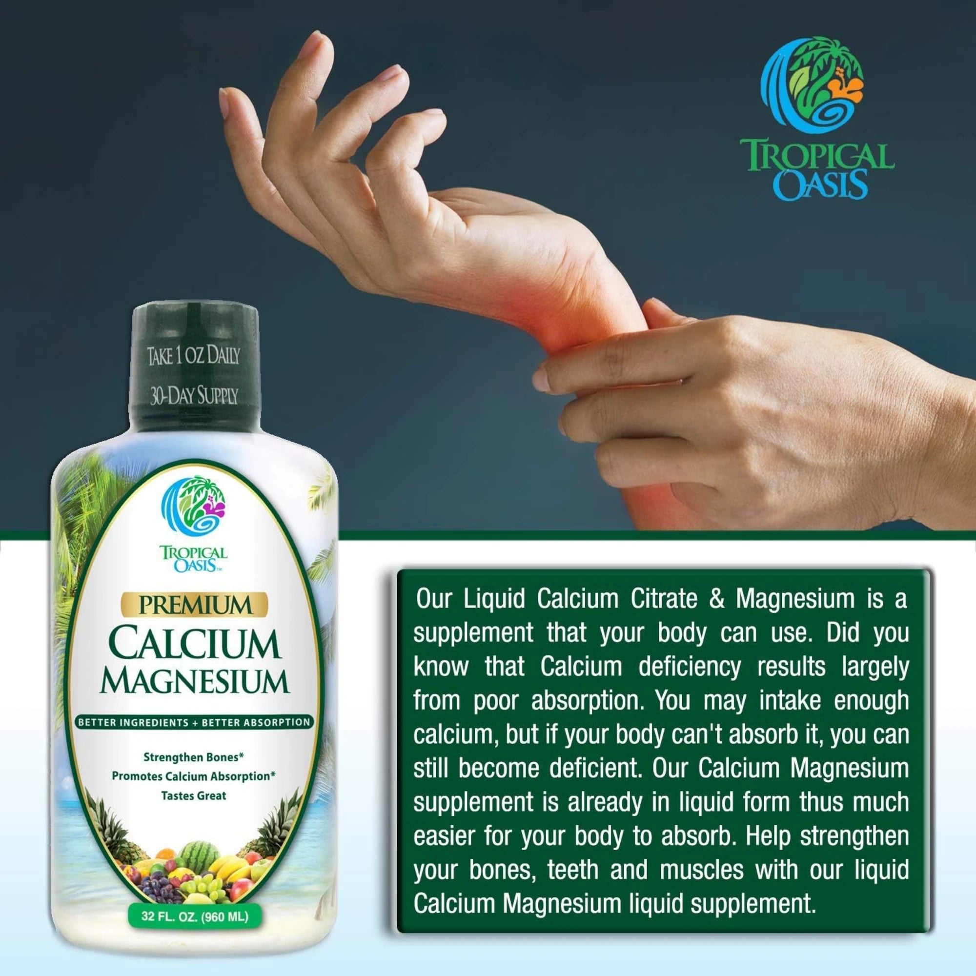 Tropical Oasis, Premium Calcium Magnesium, 32 fl oz, 960 ml
