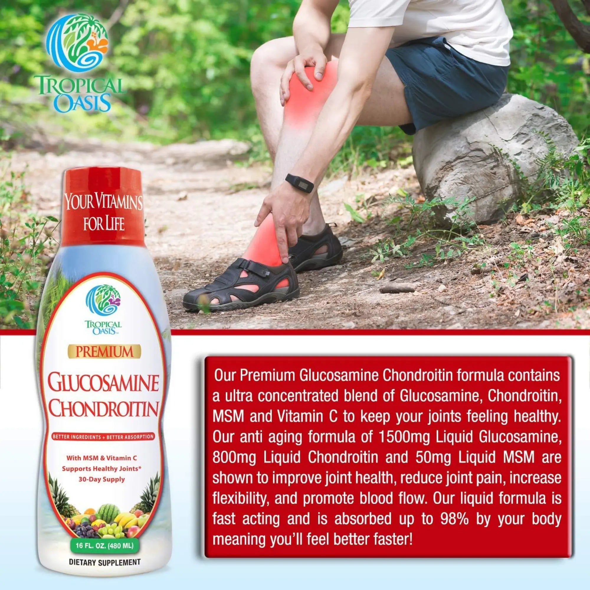 Tropical Oasis, Premium Glucosamine Chondroitin, 16 fl oz, 480 ml