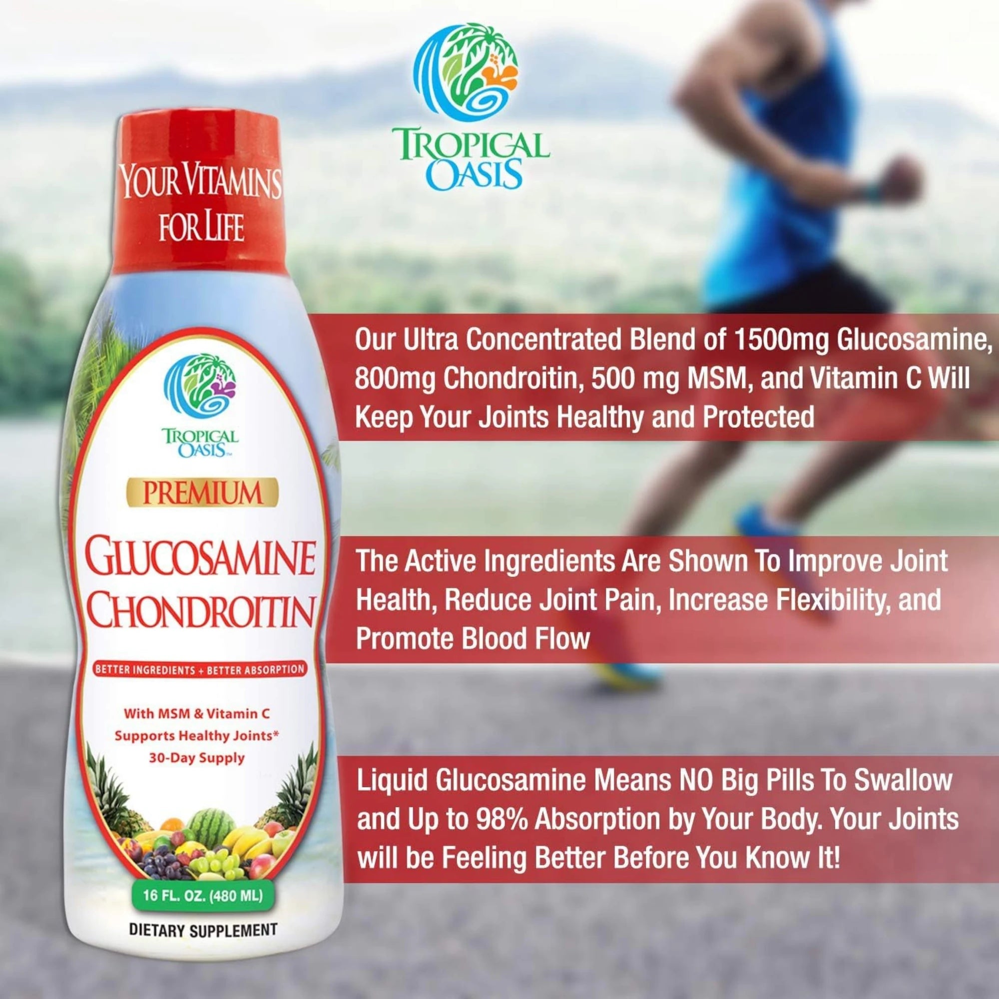 Tropical Oasis, Premium Glucosamine Chondroitin, 16 fl oz, 480 ml