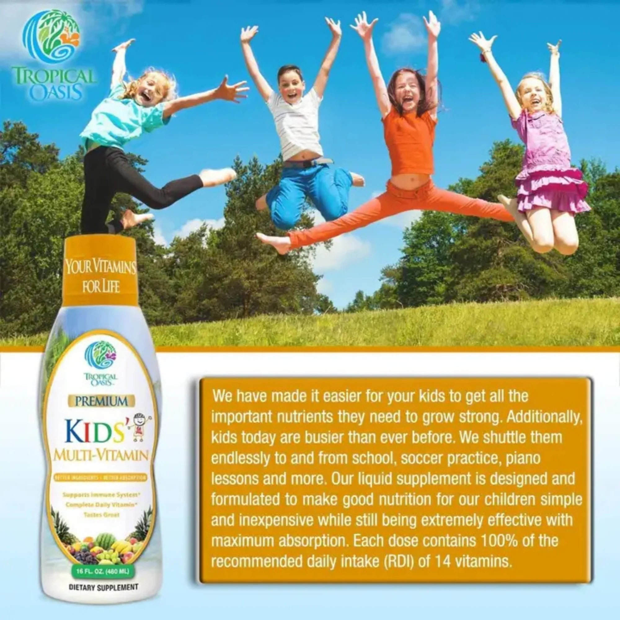 Tropical Oasis, Premium Kids' Multi-Vitamin, 16 fl oz, 480 ml