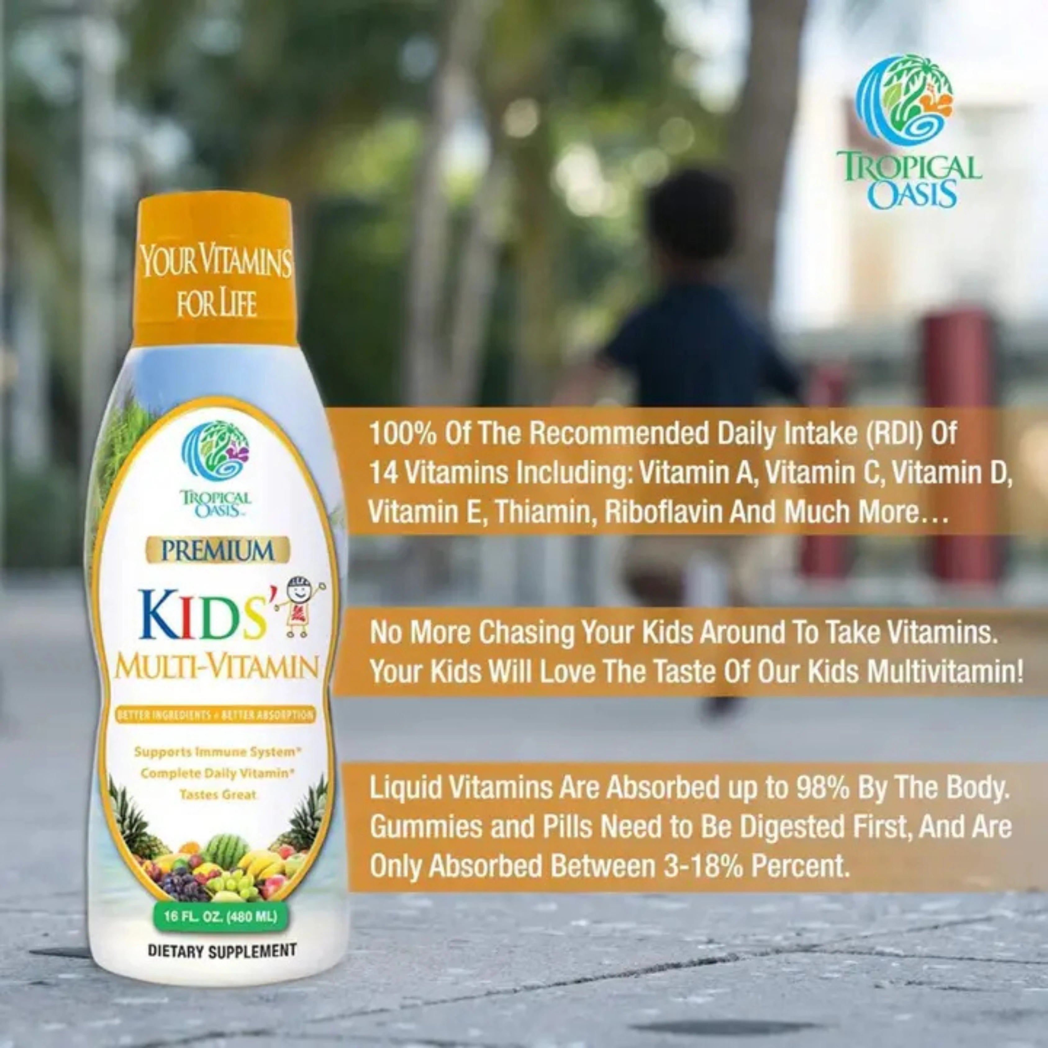 Tropical Oasis, Premium Kids' Multi-Vitamin, 16 fl oz, 480 ml