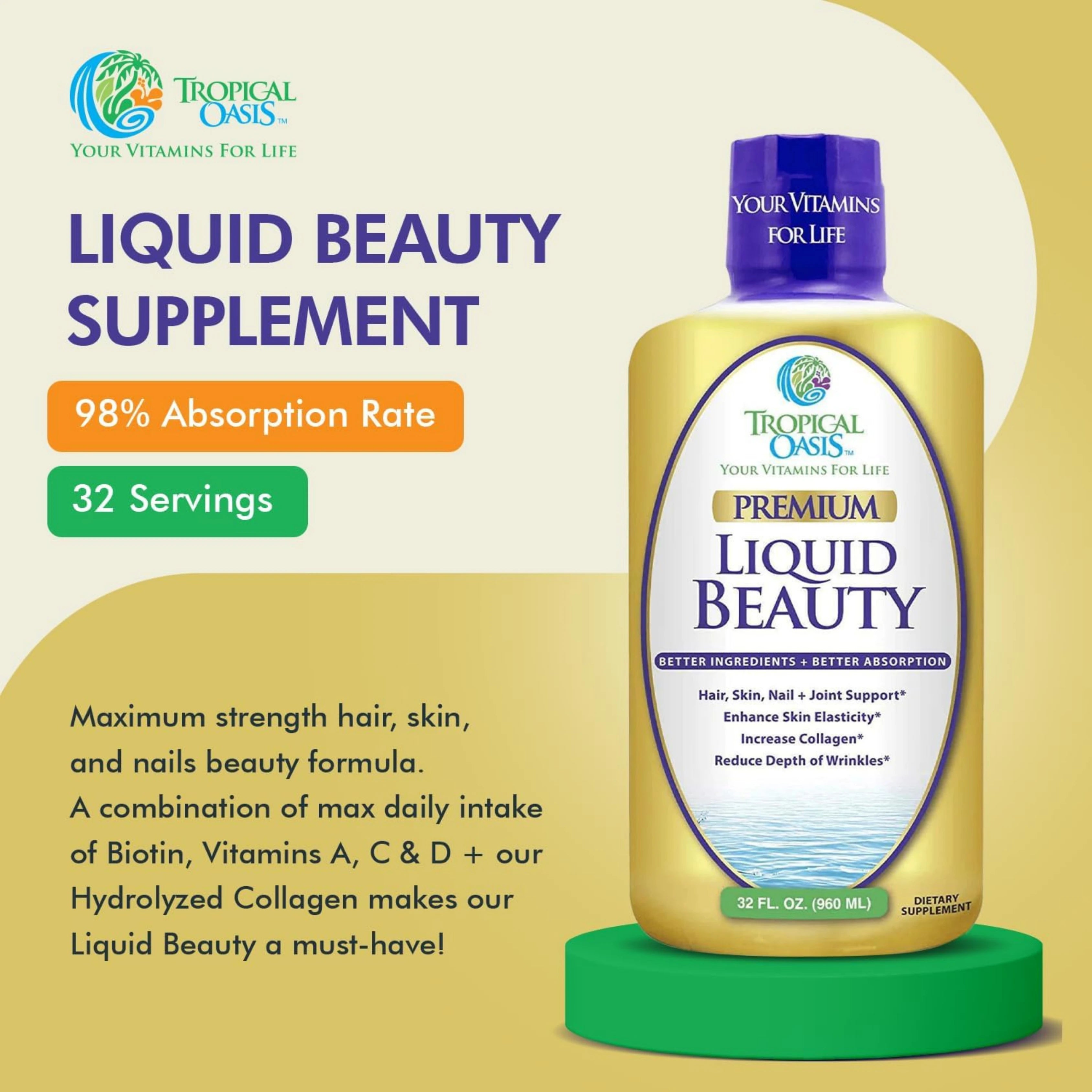 Tropical Oasis, Premium Liquid Beauty, 32 fl oz, 960 ml