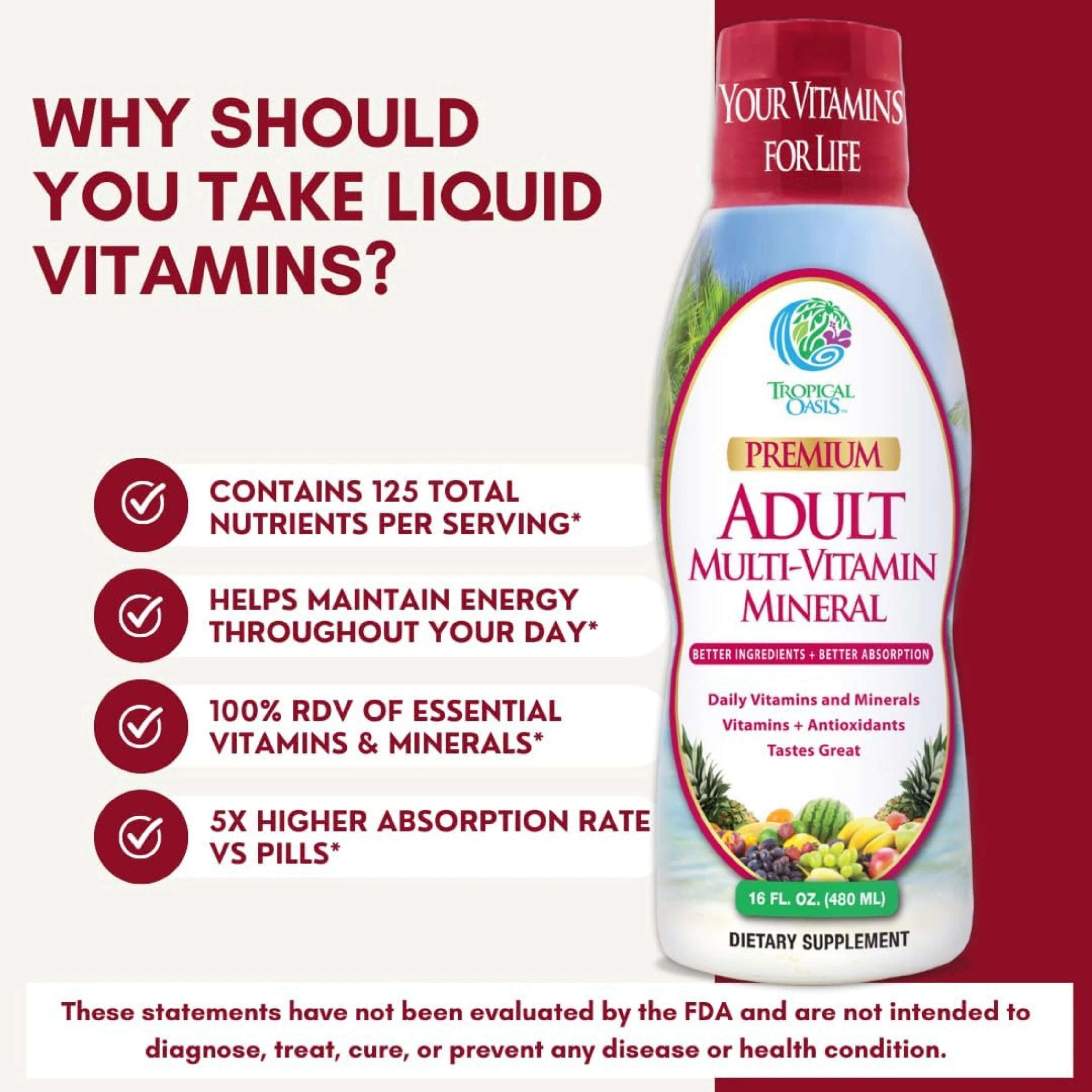 Tropical Oasis, Premium Multi-Vitamin Mineral, For Adults, 16 fl oz, 480 ml