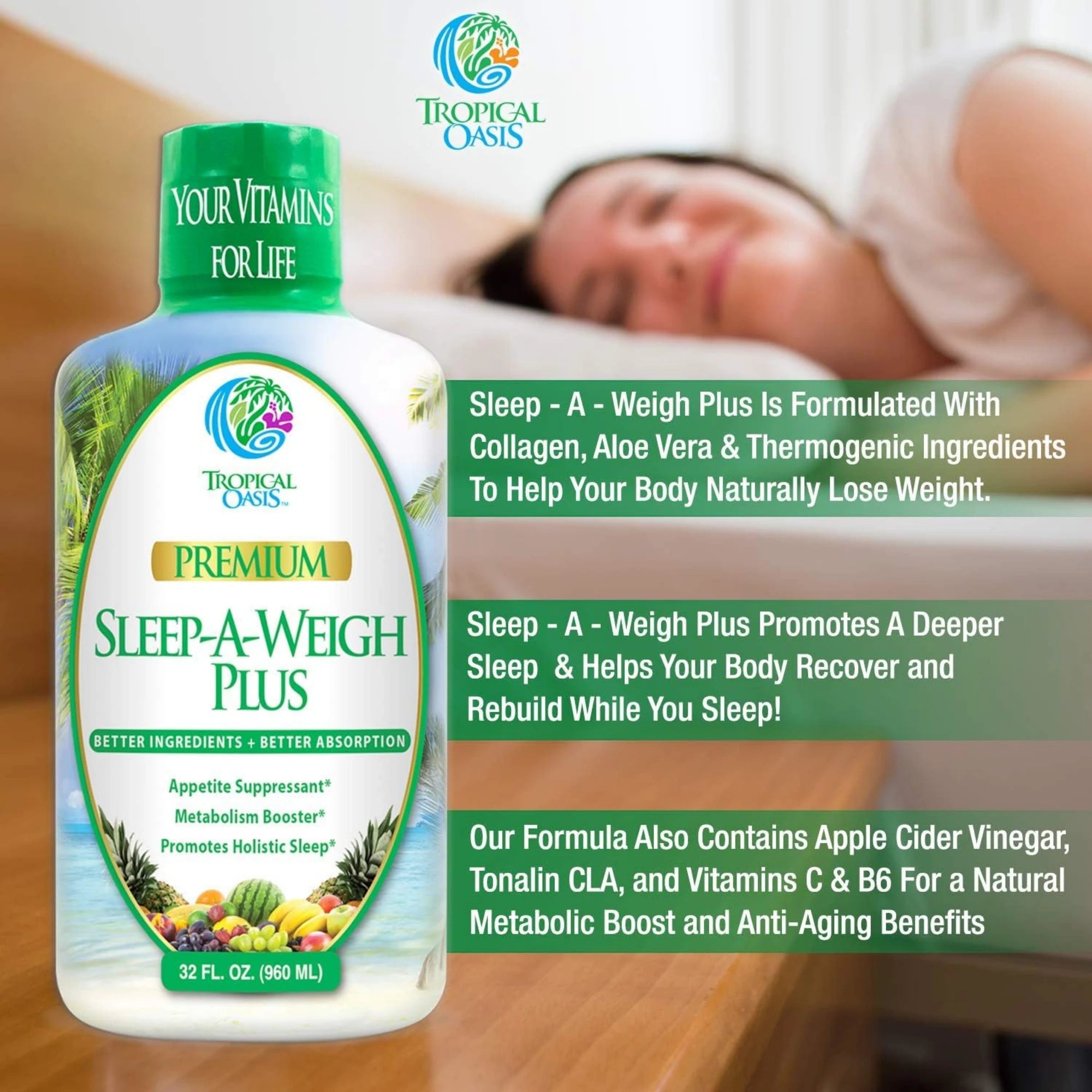 Tropical Oasis, Premium Sleep-A-Weigh Plus, 32 fl oz, 960 ml