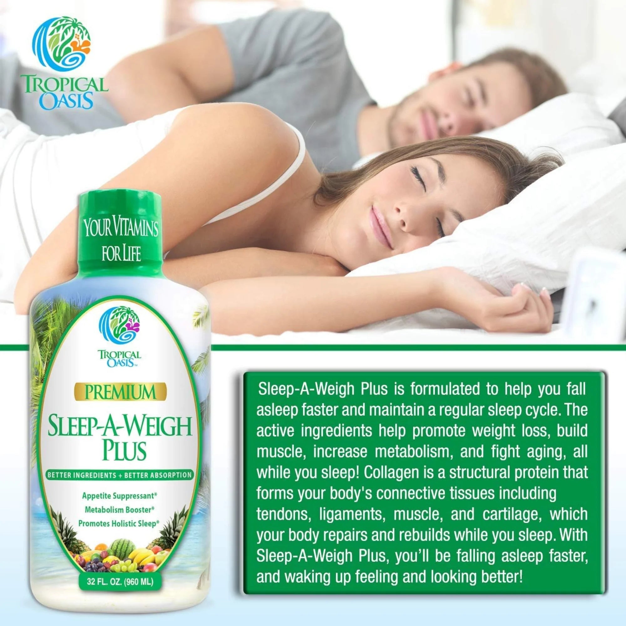 Tropical Oasis, Premium Sleep-A-Weigh Plus, 32 fl oz, 960 ml