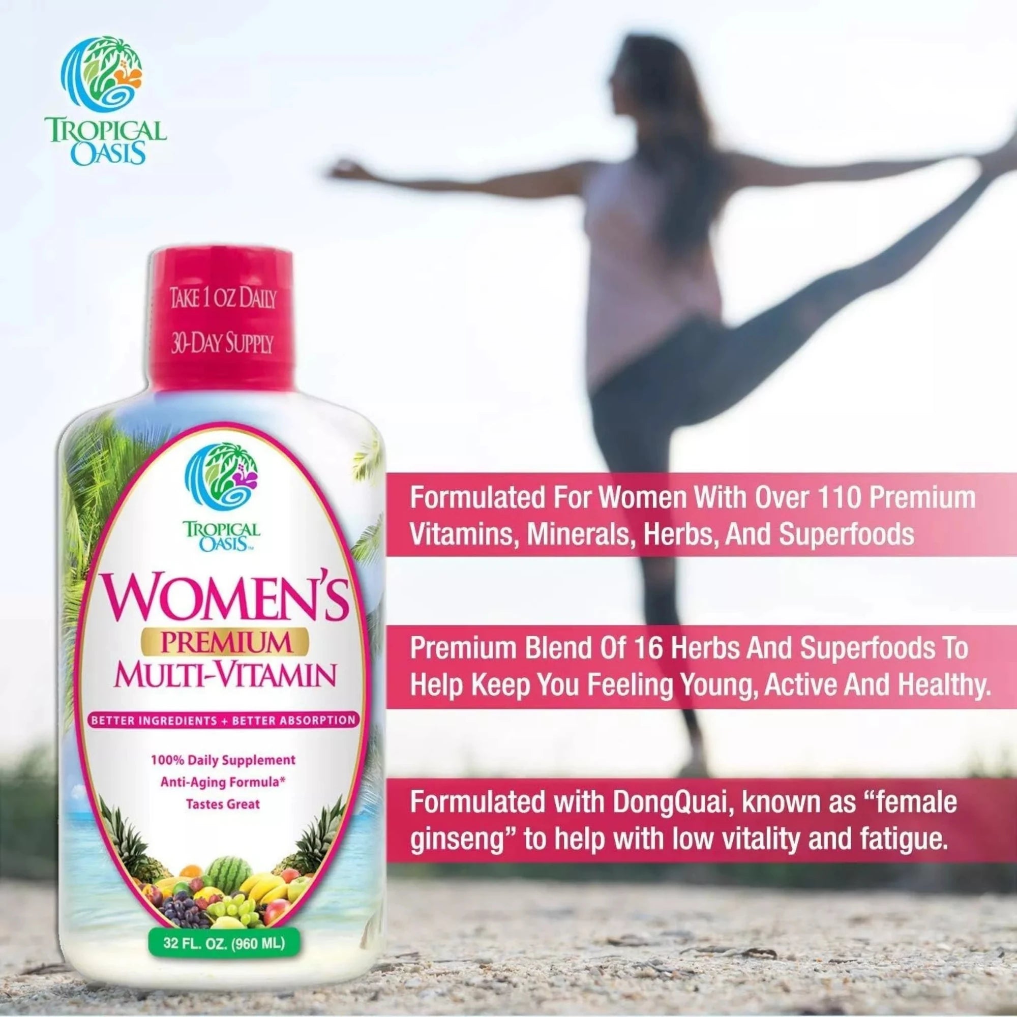 Tropical Oasis, Women’s Premium Multi-Vitamin, 32 fl oz, 960 ml
