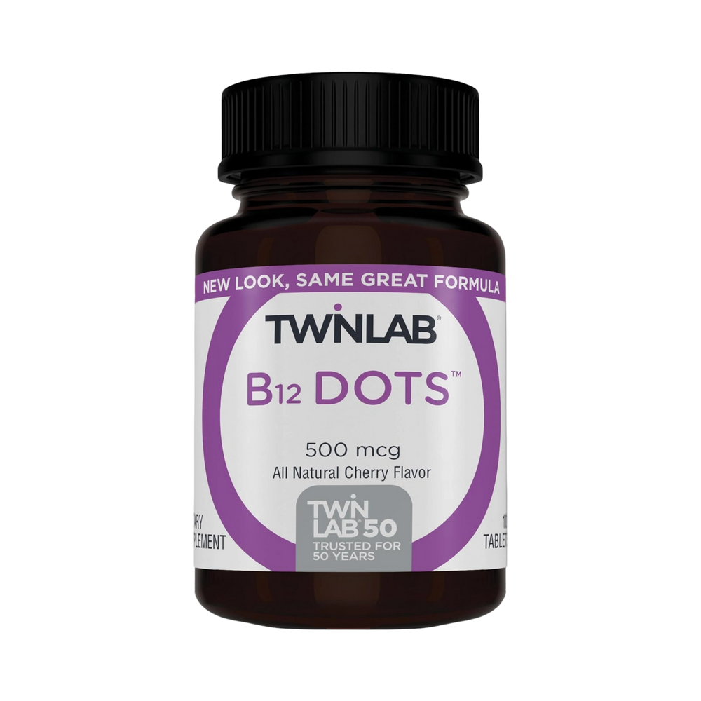 Twinlab, B12 DOTS, Cherry Flavor, 500 mcg, 100 Tables