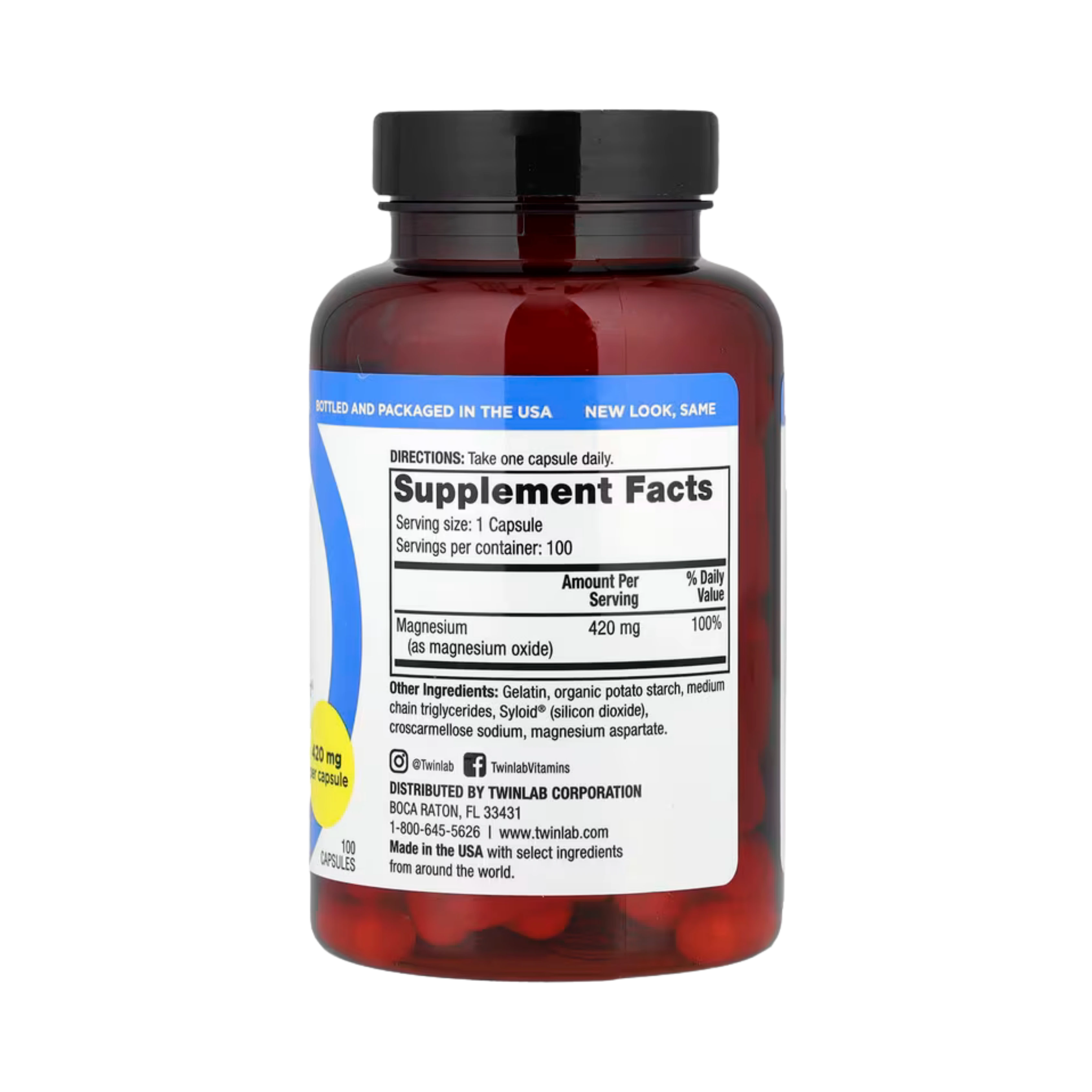 Twinlab, Magnesium Caps, 420 mg, 100 Capsules