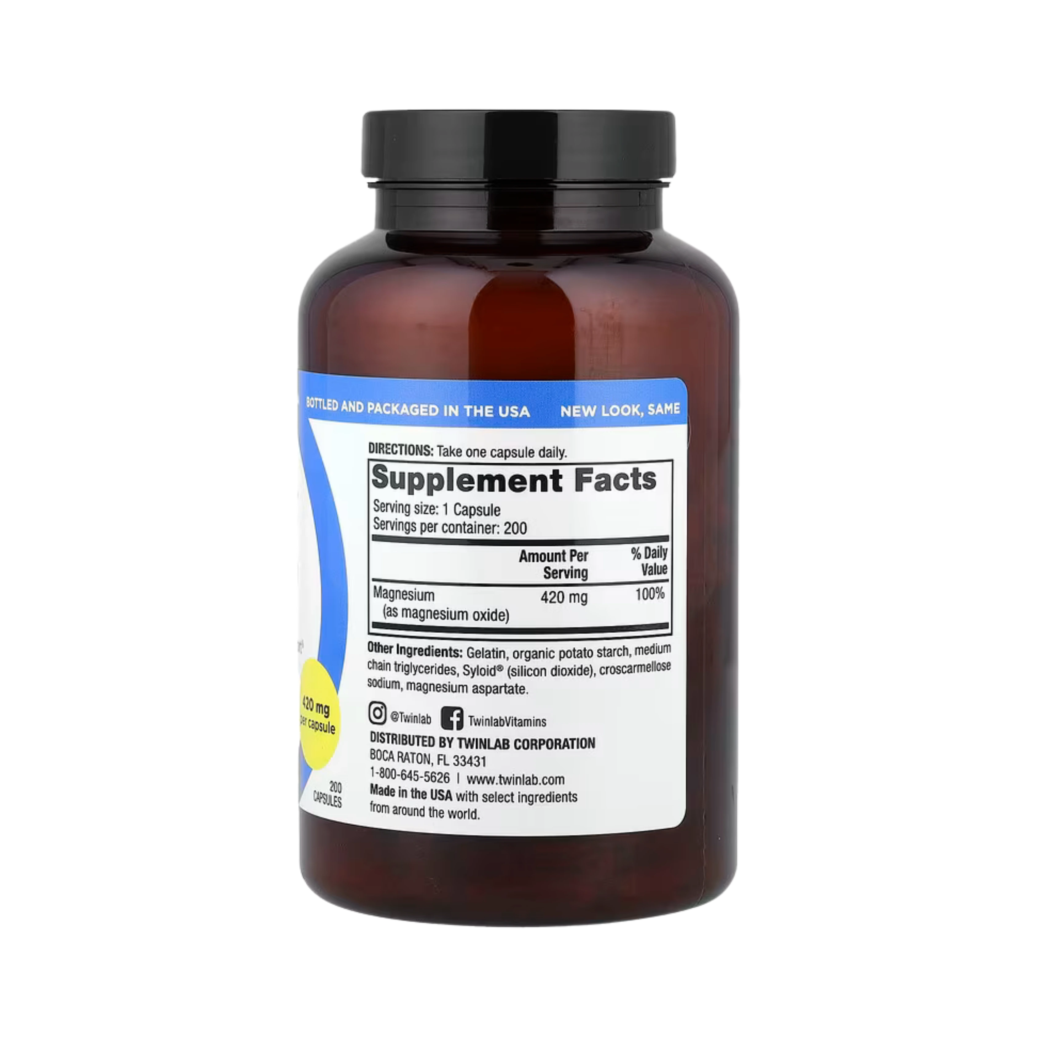 Twinlab, Magnesium Caps, 420 mg, 200 Capsules