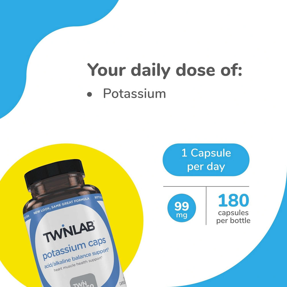 Twinlab, Potassium Caps, 180 Capsules (99 mg per Capsule)