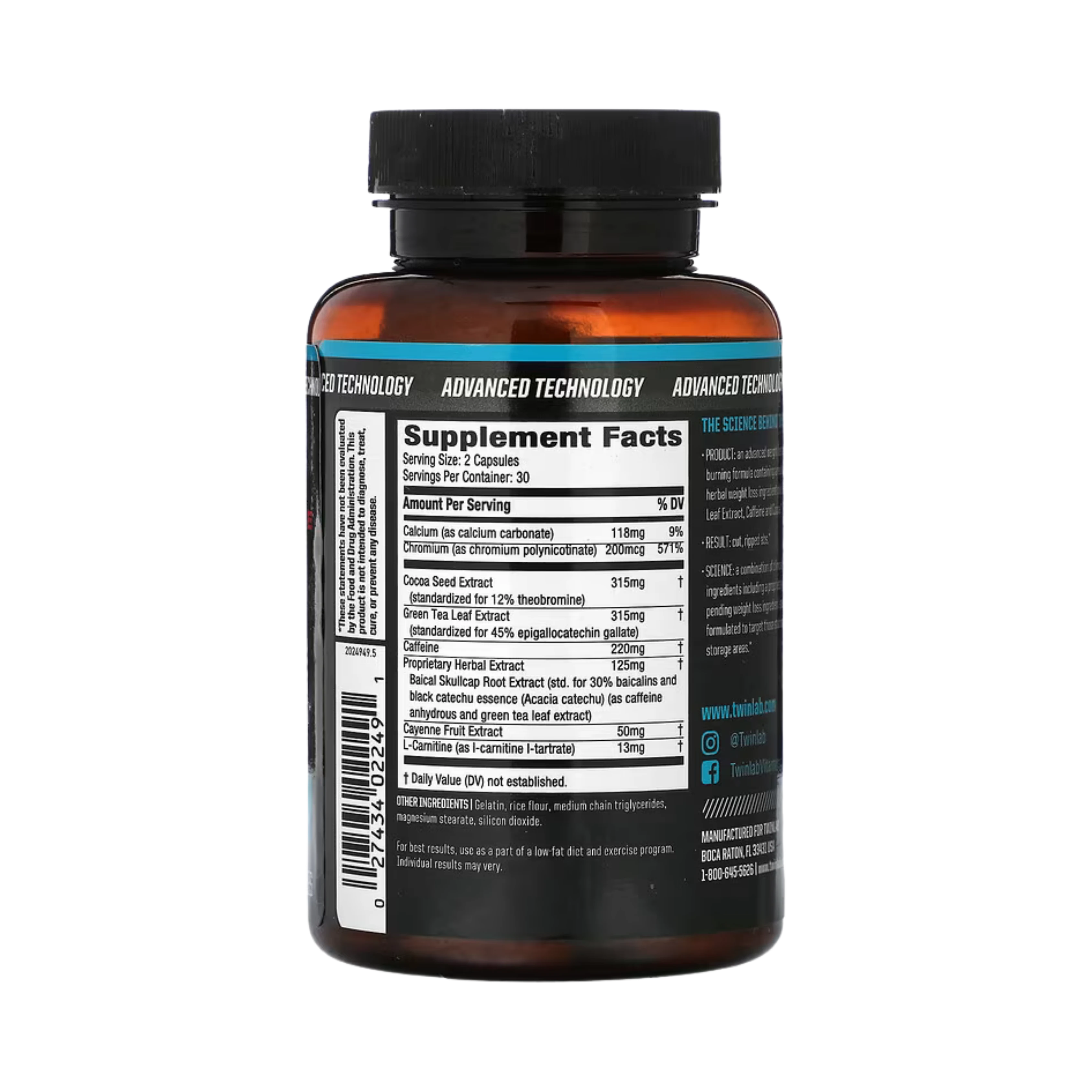 Twinlab, Ripped Fuel Extreme, Fat Burner, 60 Capsules