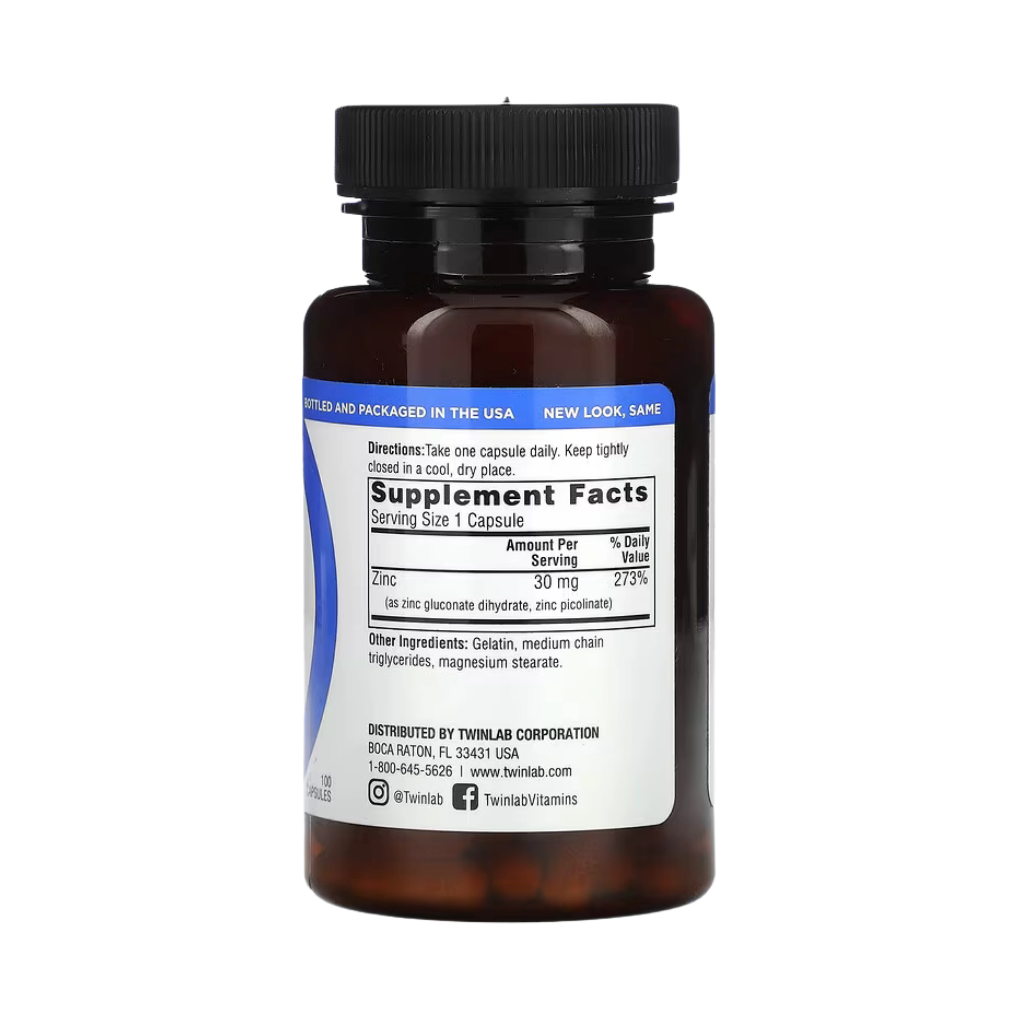 Twinlab, Zinc Caps, 30 mg, 100 Capsules
