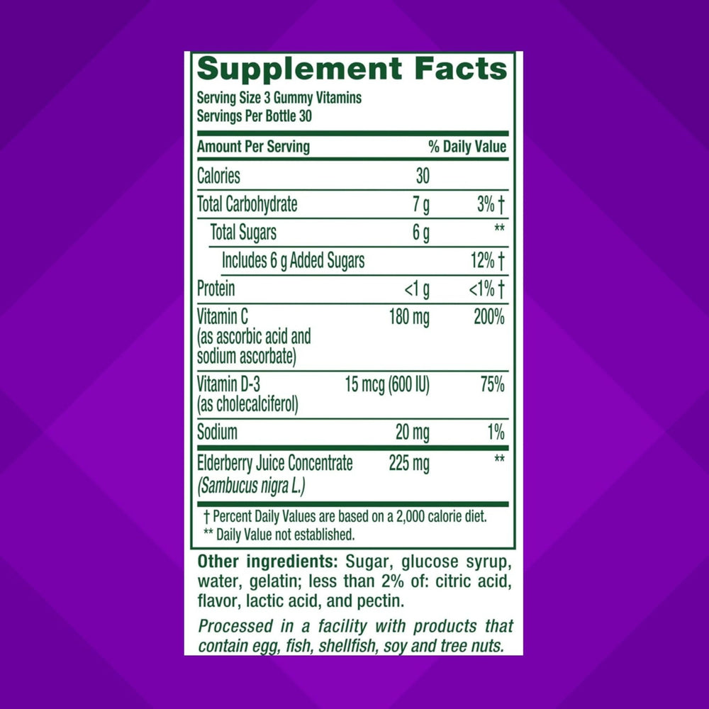 VitaFusion, Elderberry with Vitamins C & D, Berry, 90 Gummies