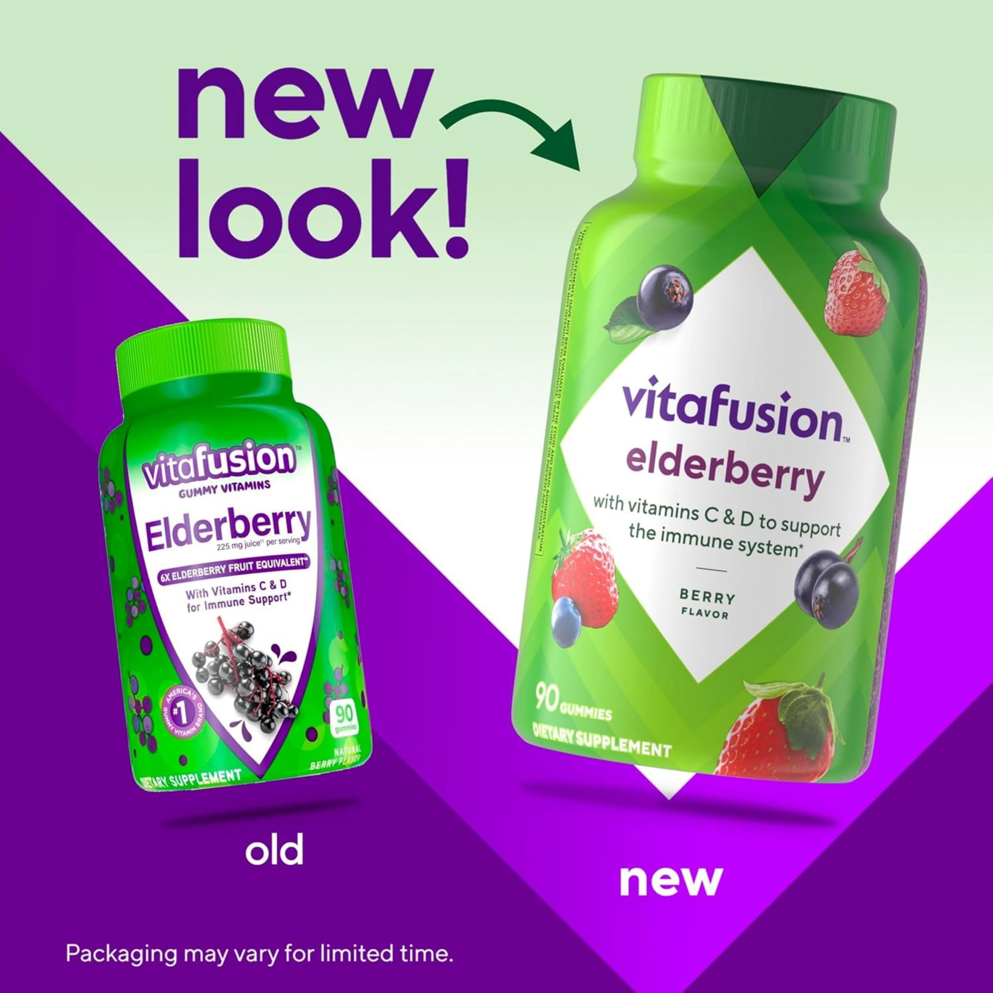 VitaFusion, Elderberry with Vitamins C & D, Berry, 90 Gummies