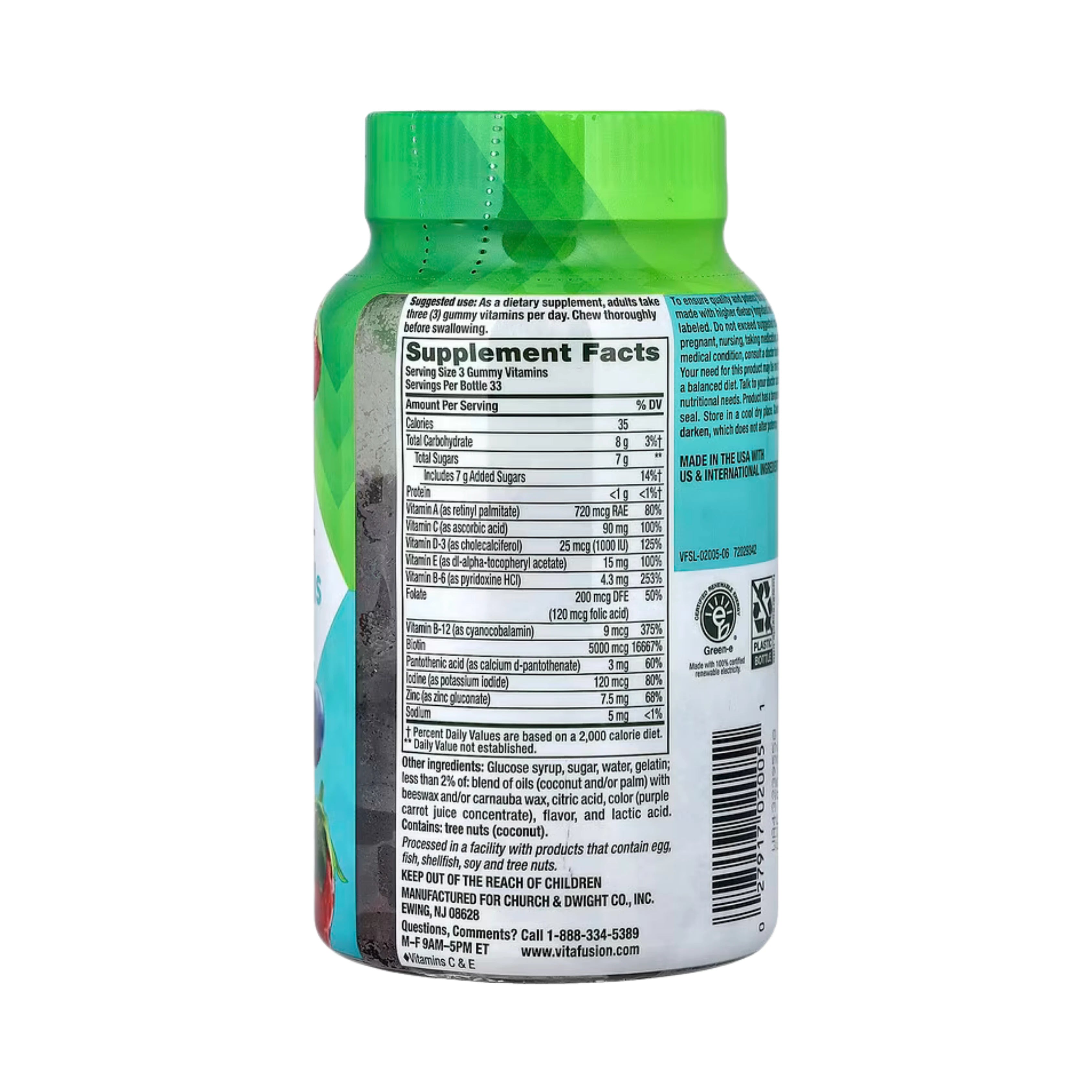 VitaFusion, Hair, Skin & Nails Gummies, Berry, 100 Gummies