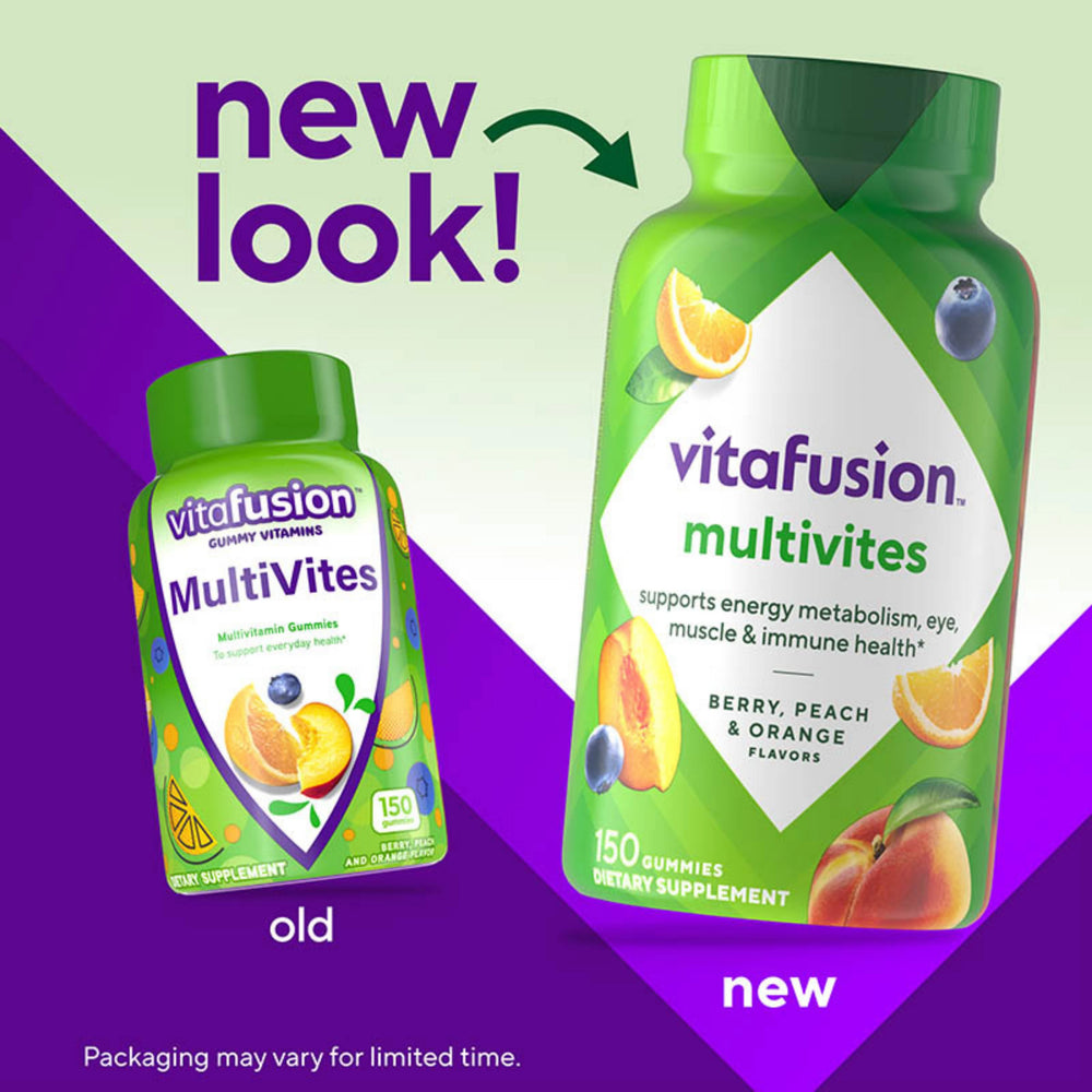 VitaFusion, Multivites Gummies, Berry, Peach & Orange, 150 Gummies