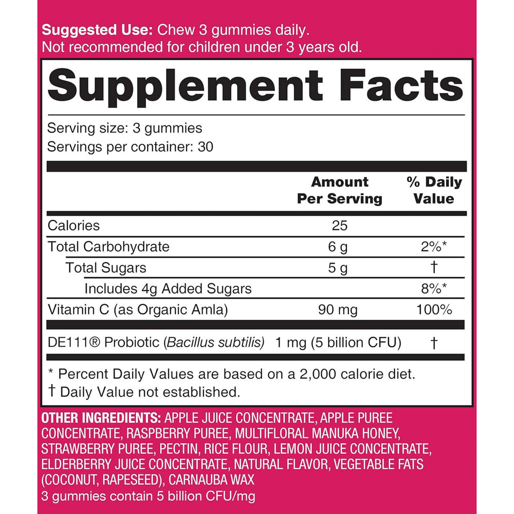 Wedderspoon, Manuka Honey Immunity Gummies Berry, 90 Chewables