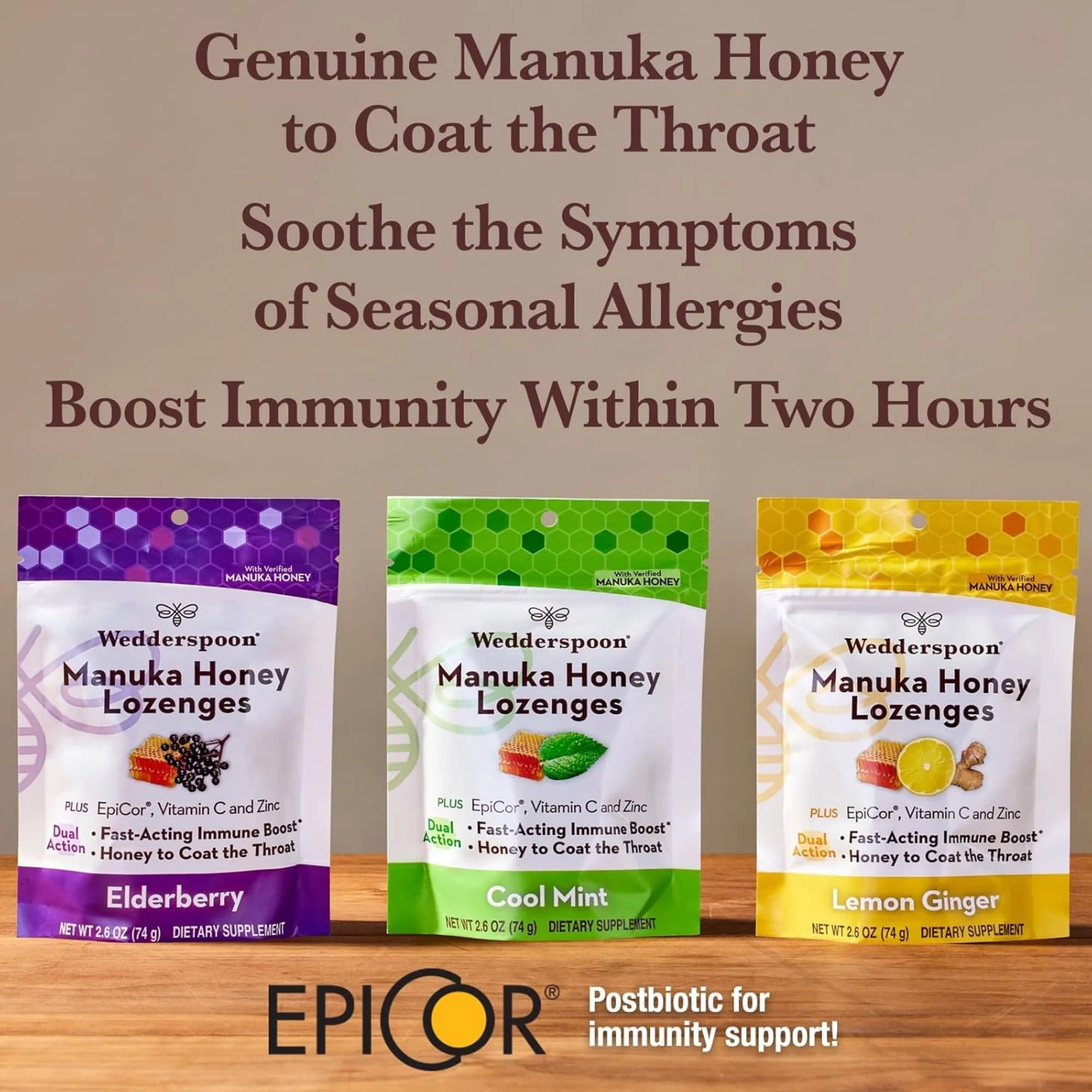 Wedderspoon, Manuka Honey Lozenges, Lemon Ginger, 2.6 oz, 74 g