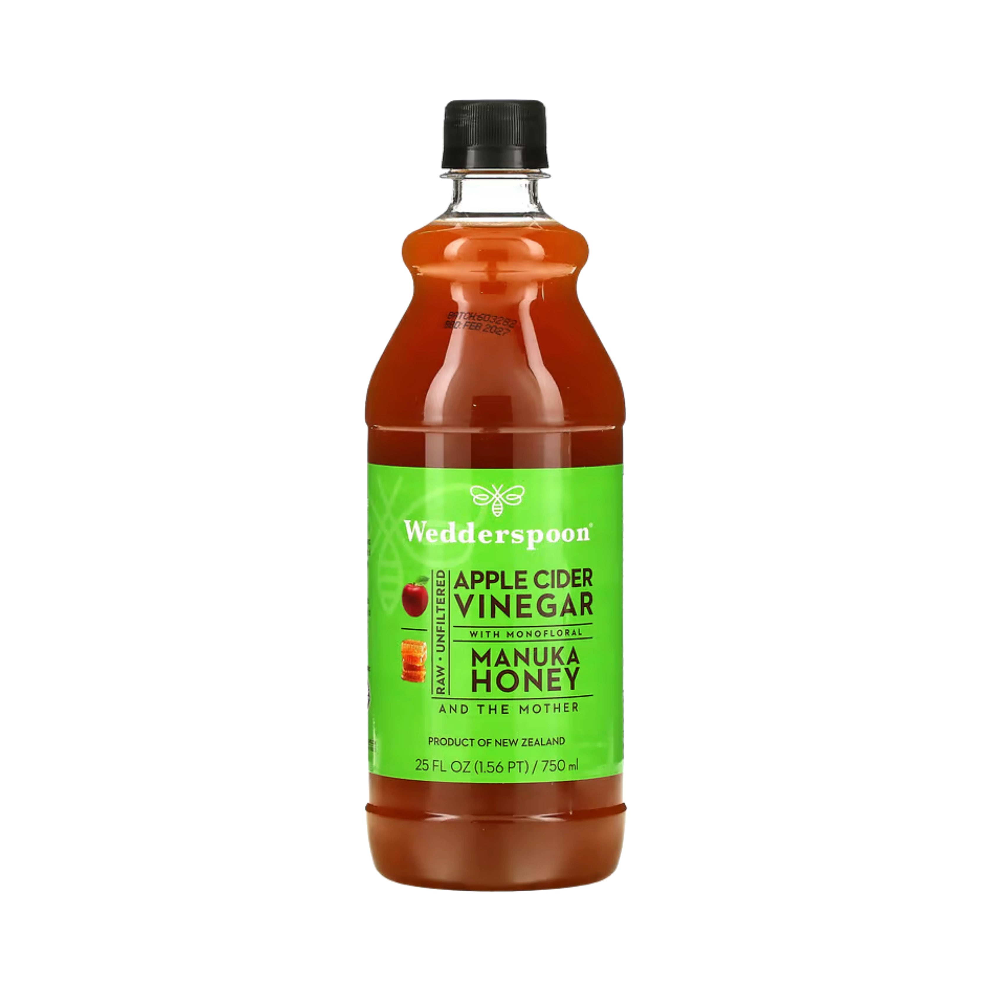 Wedderspoon, Raw Apple Cider Vinegar with Monofloral Manuka Honey, 25 fl oz, 750 ml