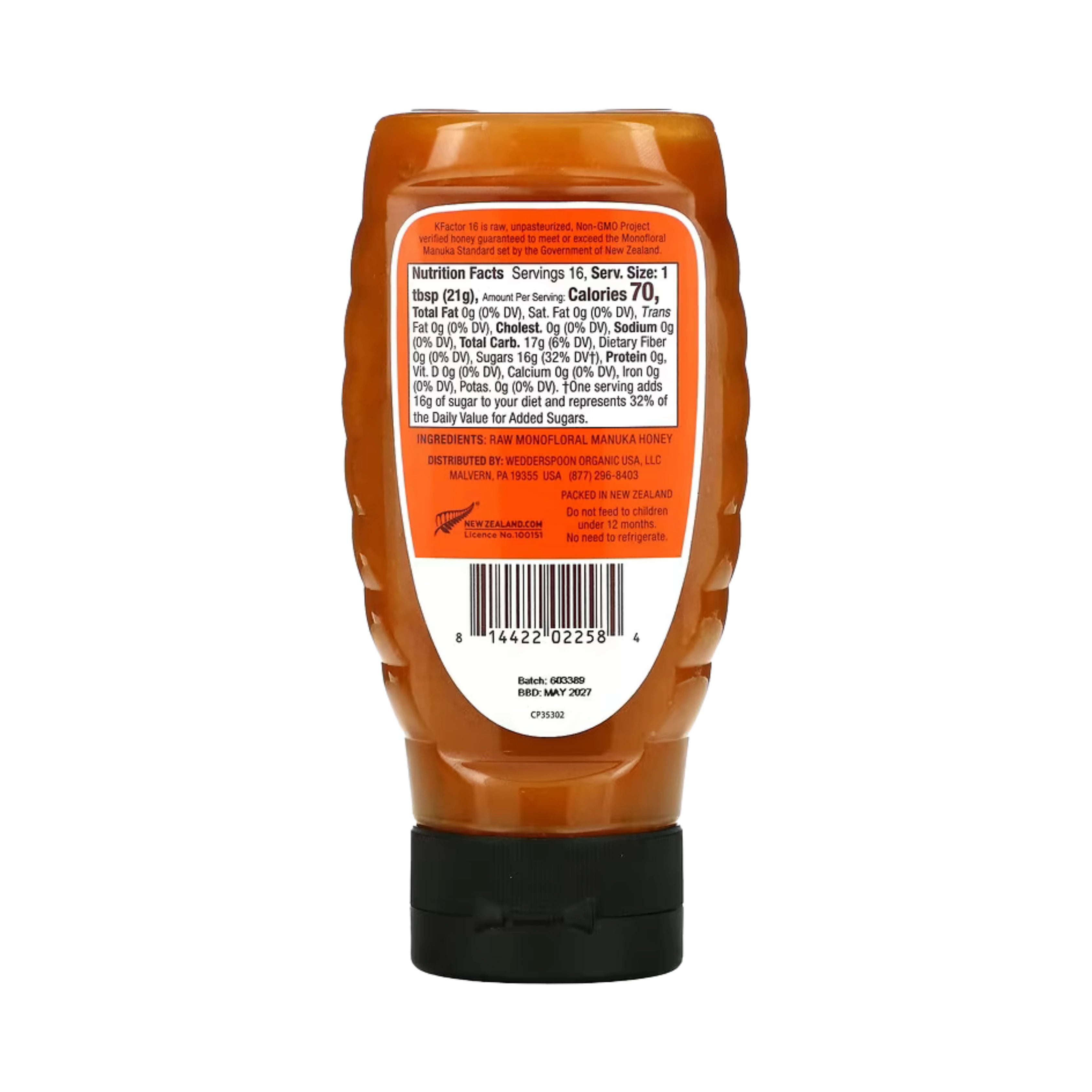 Wedderspoon, Raw Monofloral Manuka Honey, KFactor 16, 12 oz, 340 g
