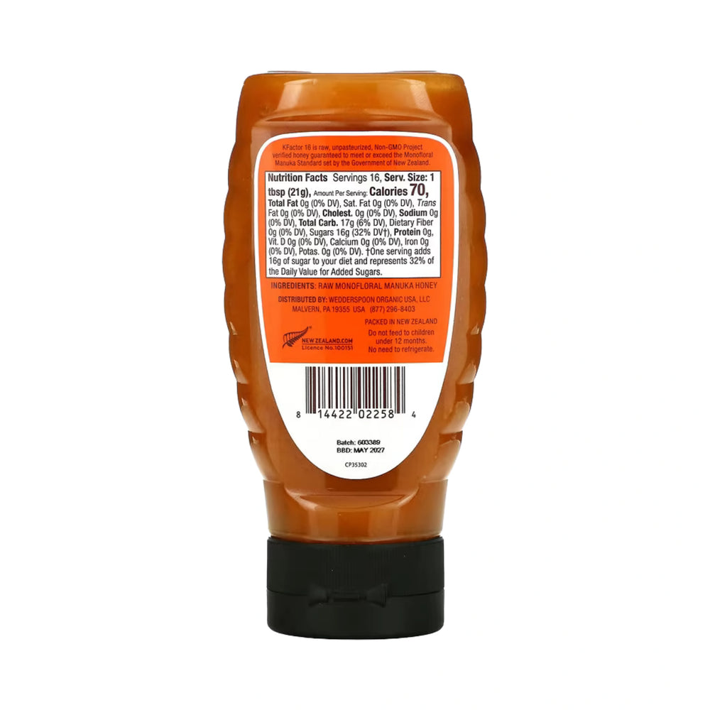 Wedderspoon, Raw Monofloral Manuka Honey, KFactor 16, 12 oz, 340 g