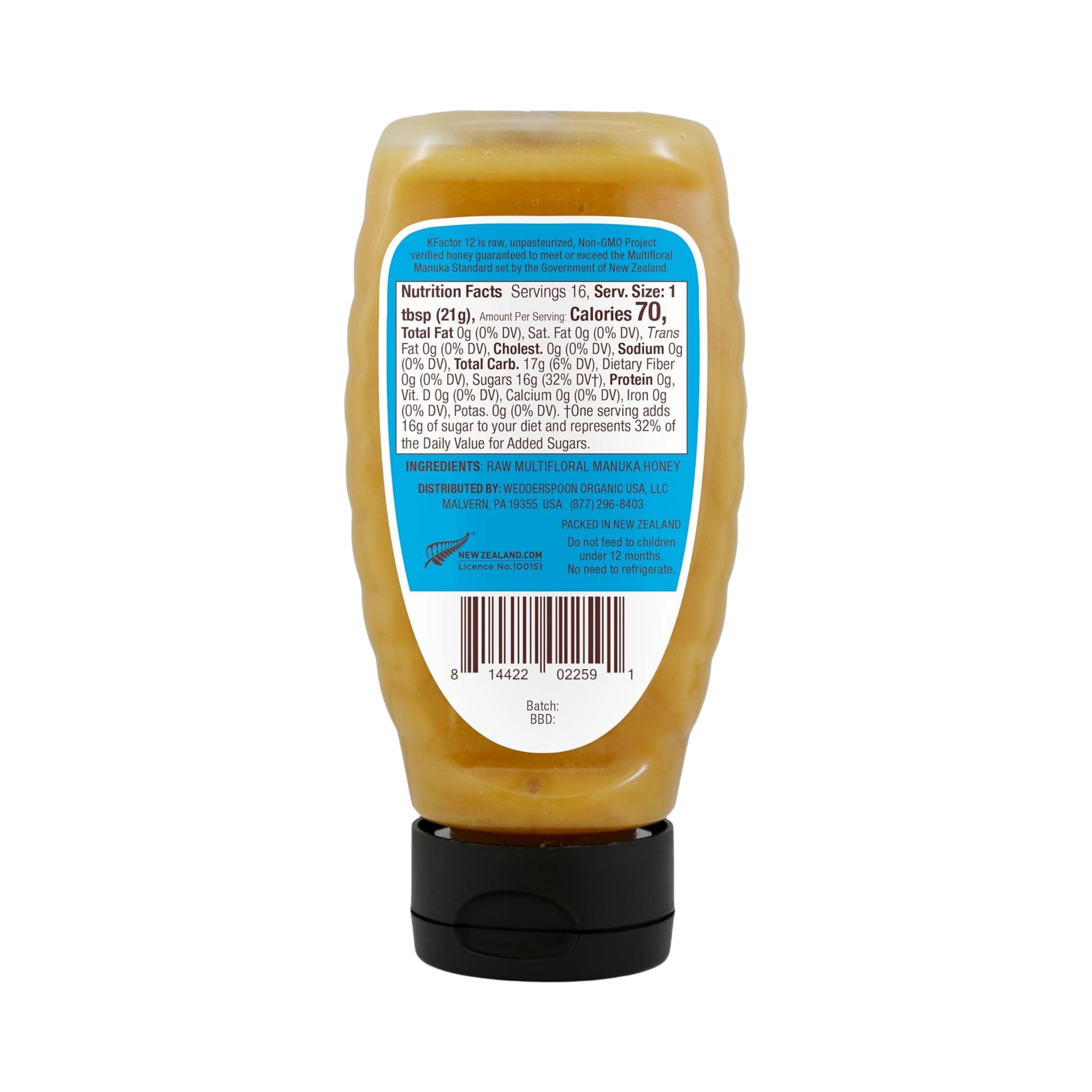 Wedderspoon, Raw Multifloral Manuka Honey, KFactor 12, 12 oz, 340g