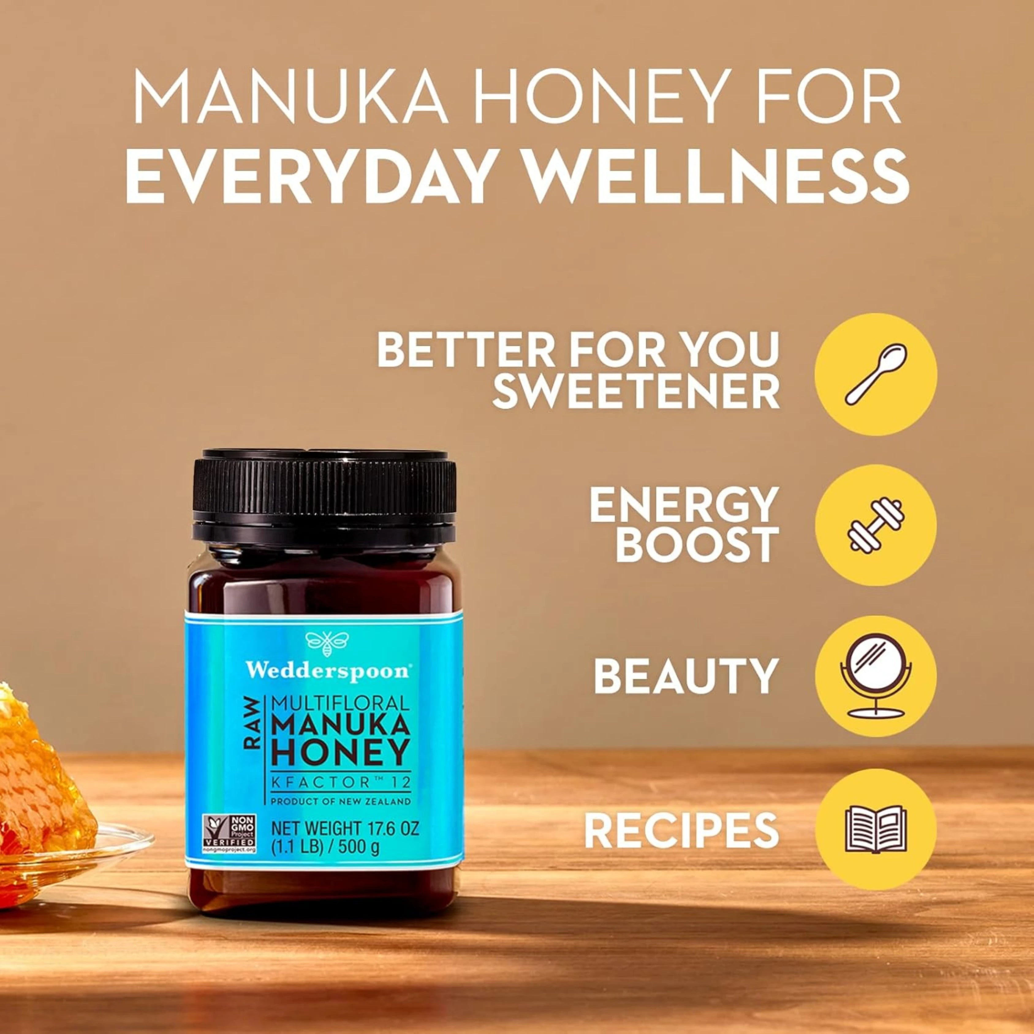 Wedderspoon, Raw Multifloral Manuka Honey, KFactor 12, 8.8 oz, 250g