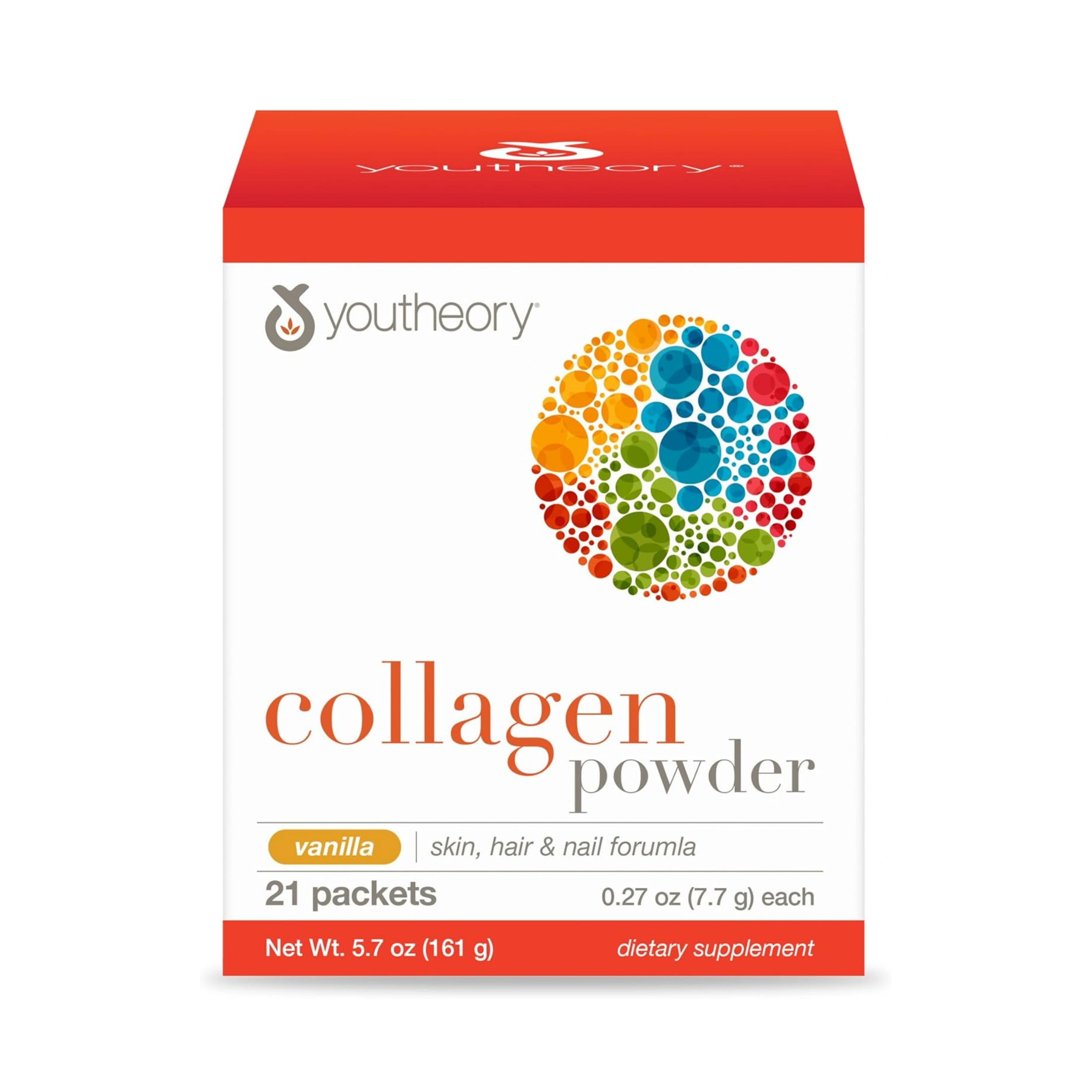 Youtheory, Collagen Powder, Vanilla Flavor, 21 Packets, 5.7 OZ Ounce