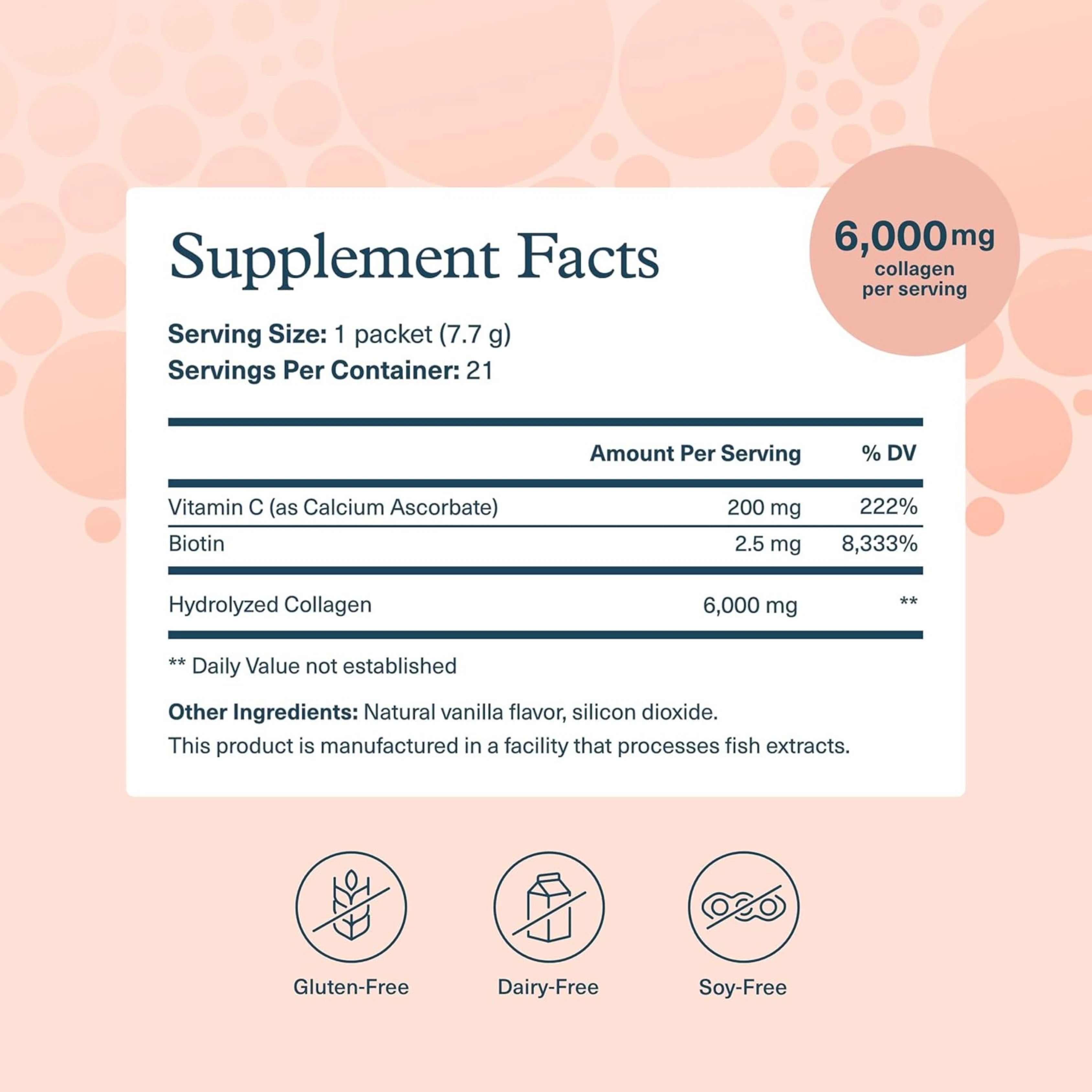 Youtheory, Collagen Powder, Vanilla Flavor, 21 Packets, 5.7 OZ Ounce