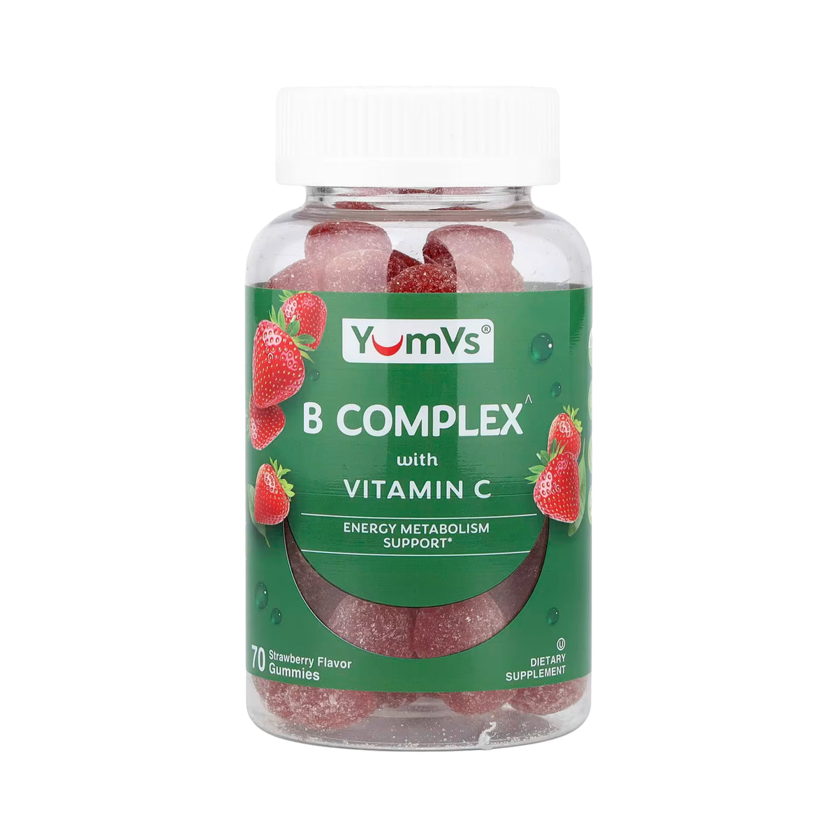 YumVs, B Complex With Vitamin C Gummies, Strawberry Flavor, 70 Gummies