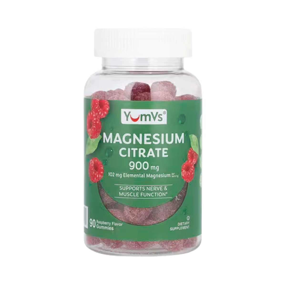 YumVs, Magnesium Citrate, Raspberry Flavor, 900mg, 90 Gummies