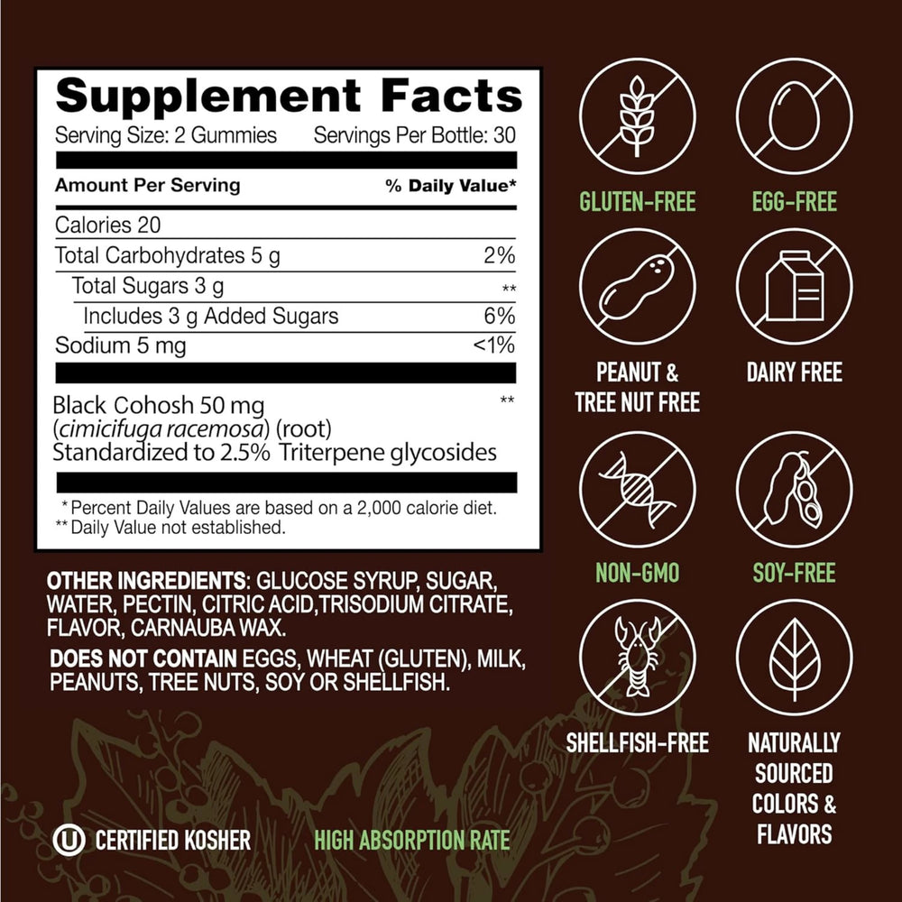 YumVs, Strong Earth Gummies, Black Cohosh Root, Peach, 60 Gummies