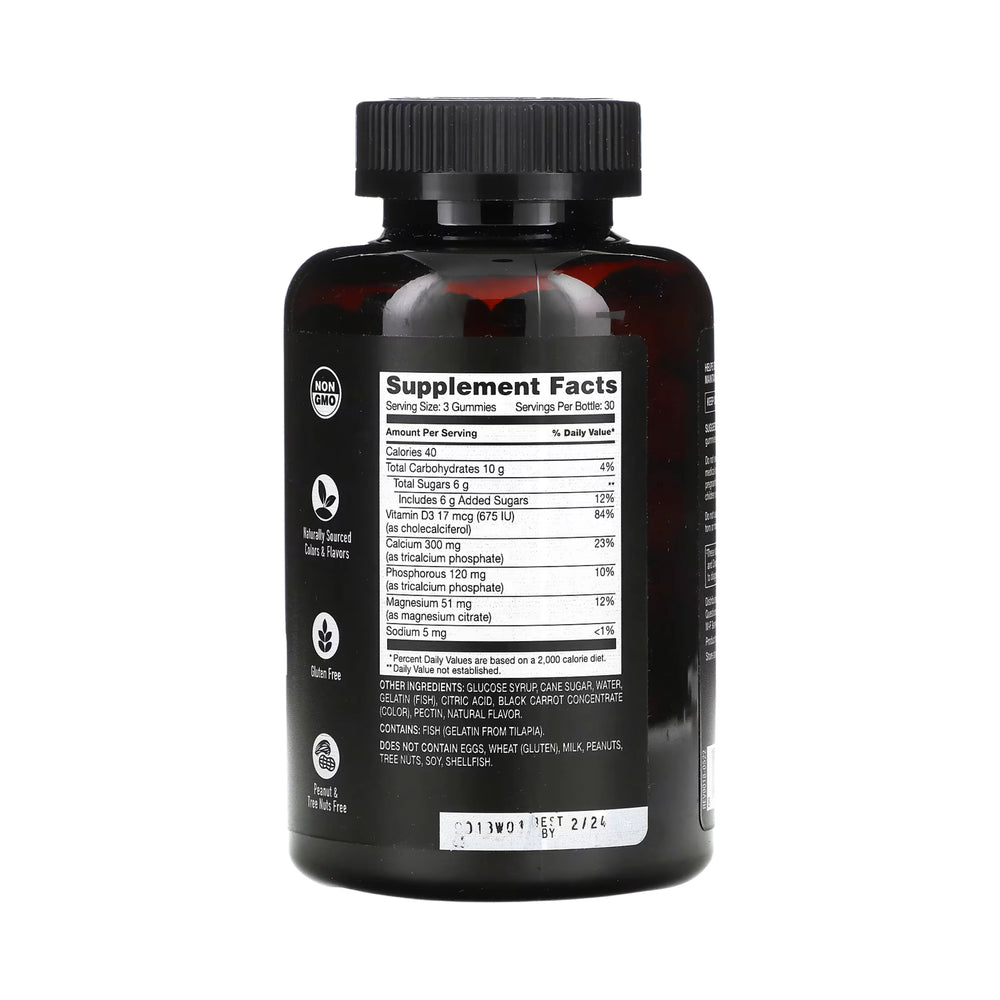 YumVs, Strong Earth Gummies, Calcium Magnesium & Vitamin D, Raspberry, 90 Gummies