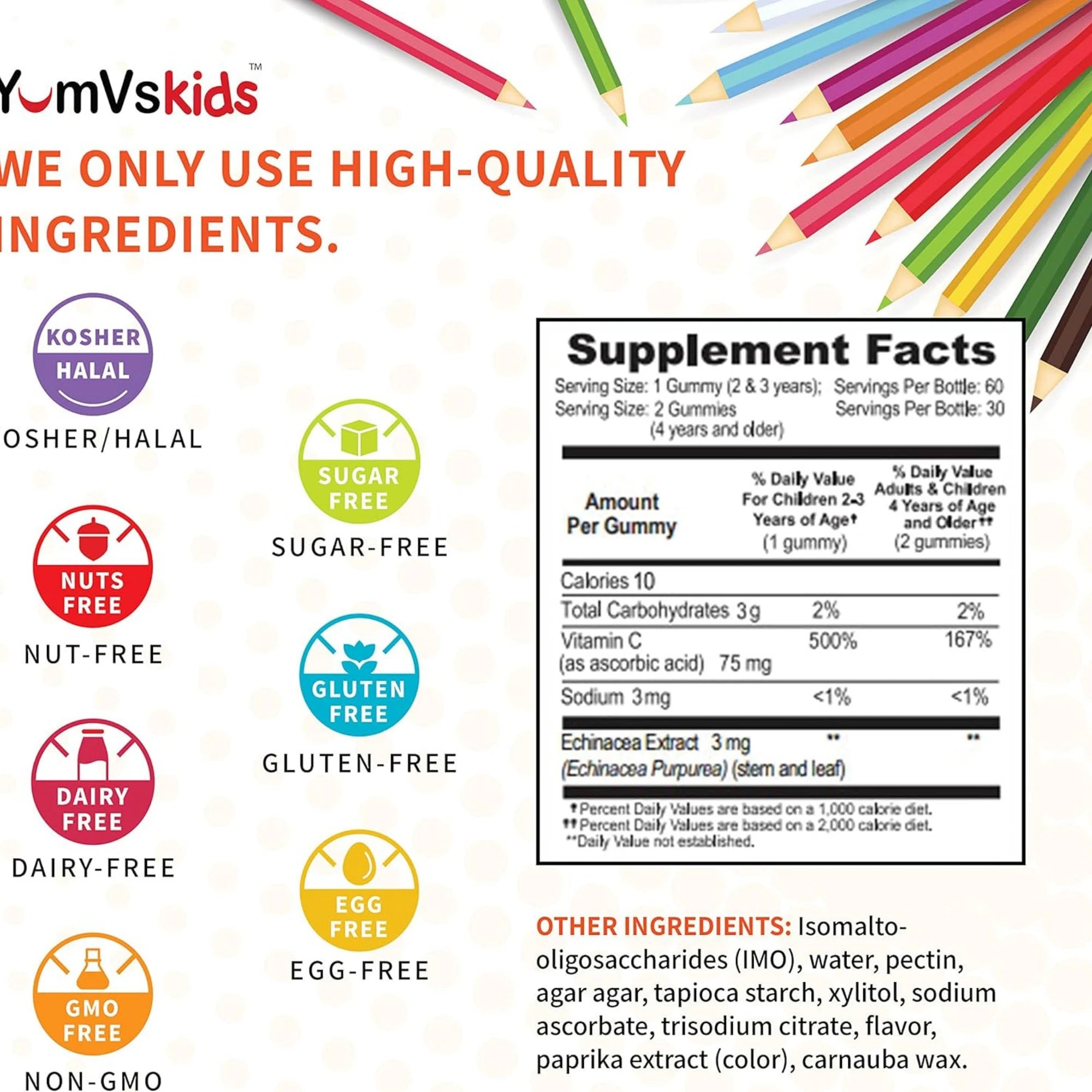 YumVs, Vitamin C ZERO, Orange Flavor, 60 Gummies