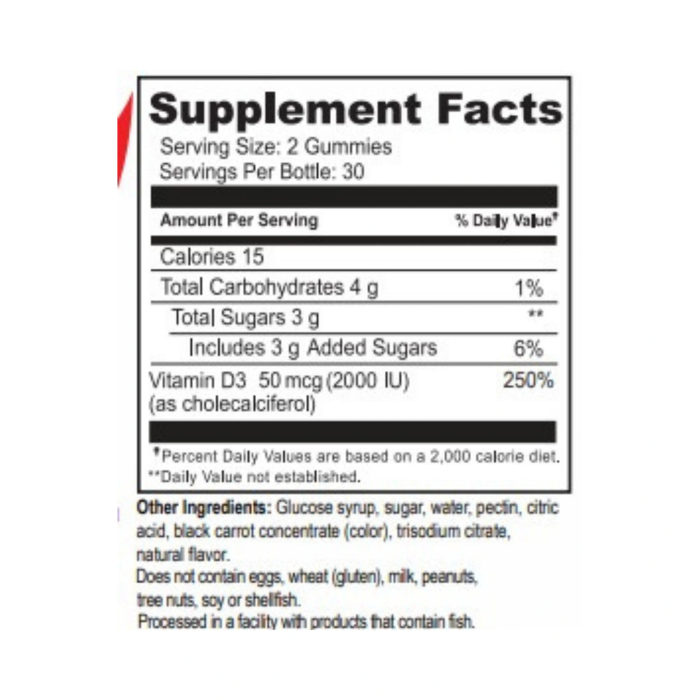 YumVs, Vitamin D, 2000 UI, 50 mcg, Berry Flavor, 60 Gummies