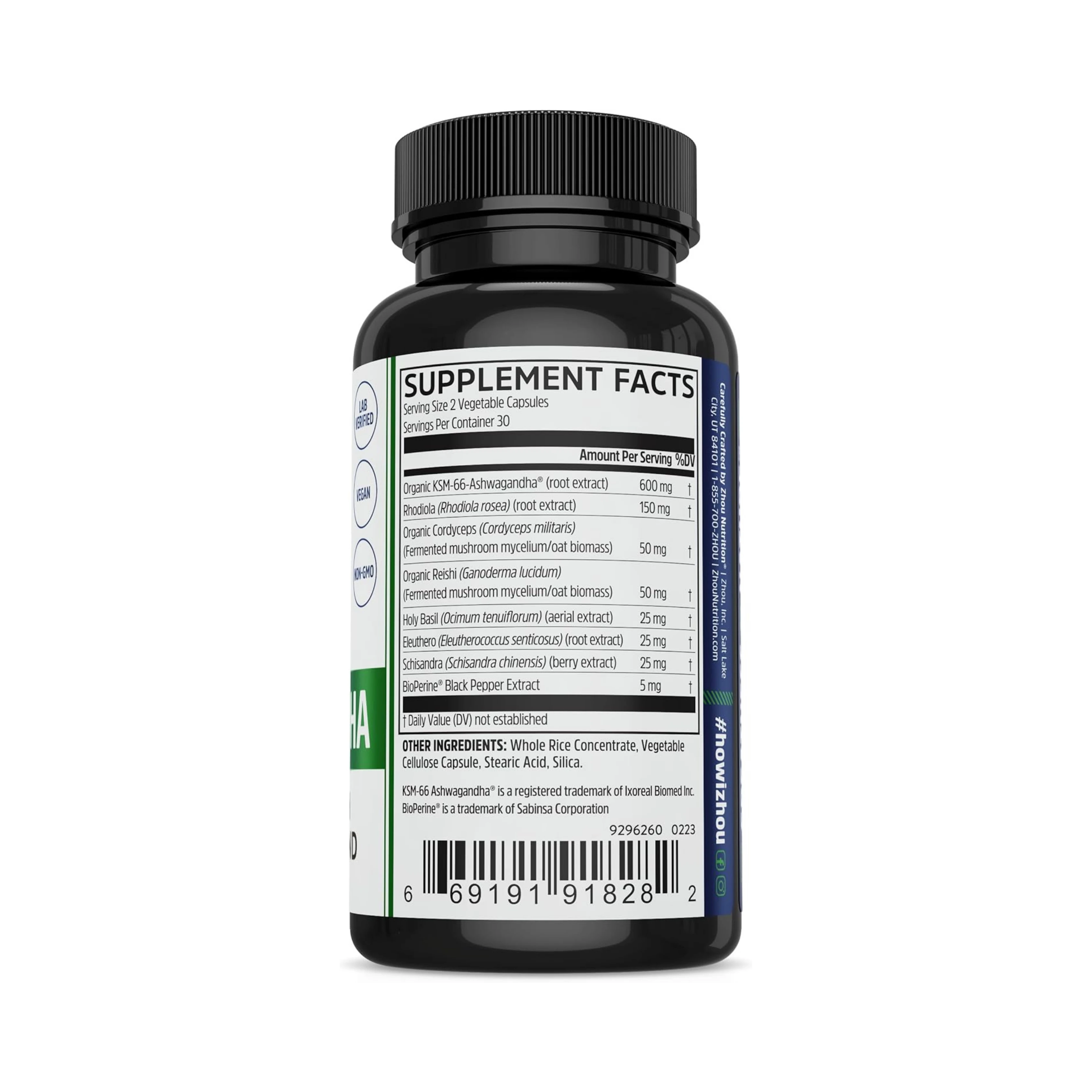Zhou, Ashwagandha, Extract 1200 mg, 60 Vegan Capsules