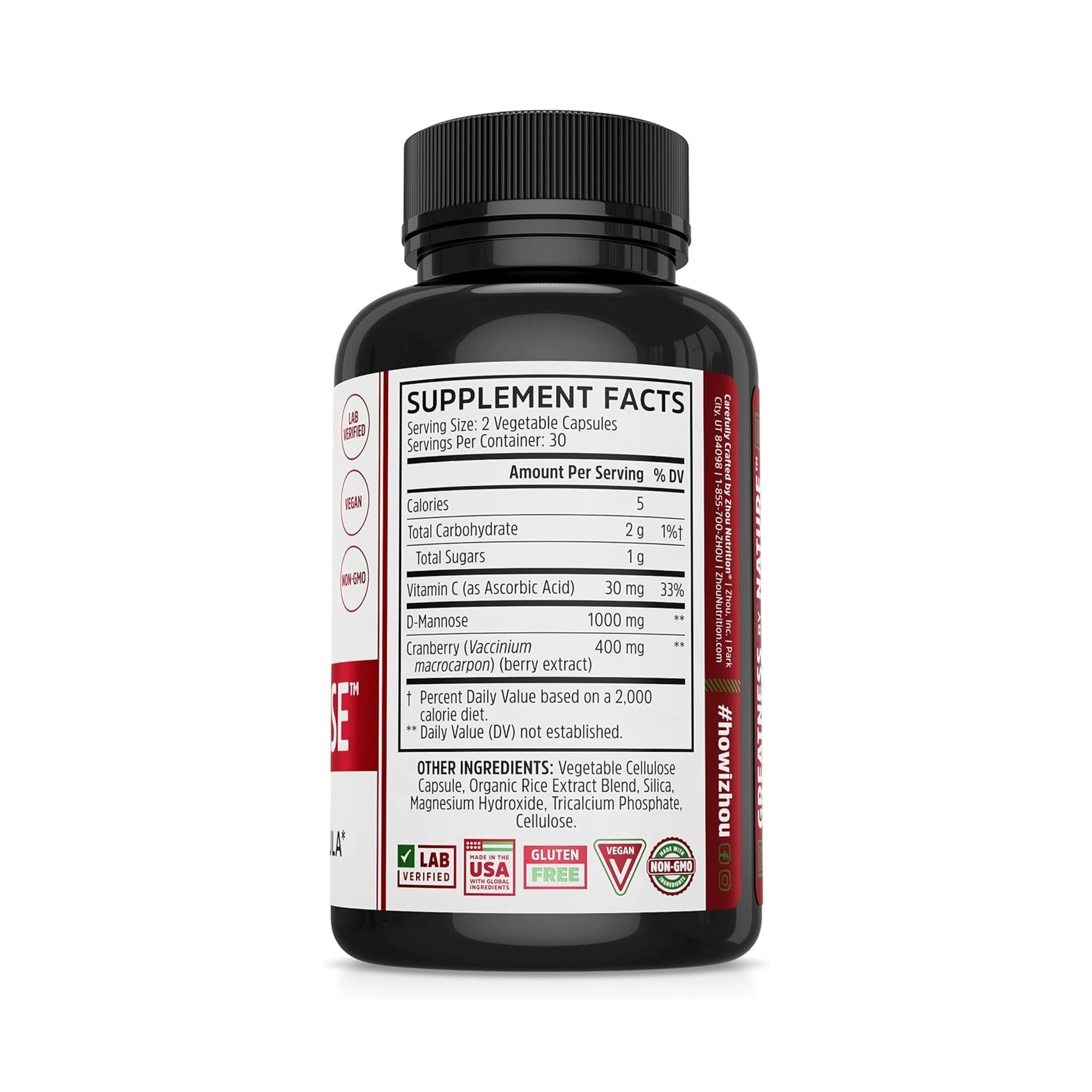 Zhou, Cran-Defense, Urinary Tract Formula, Extract 1000 mg, 60 Veggie Capsules
