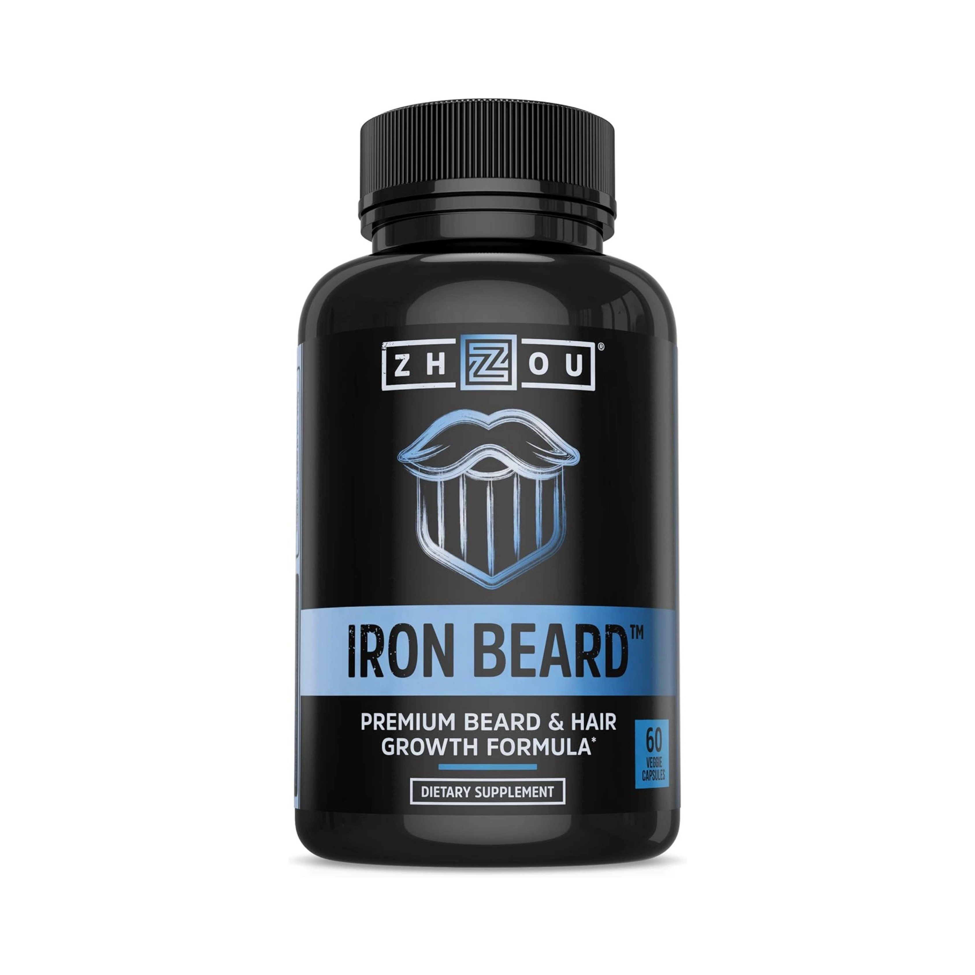 Zhou, Iron Beard, Premium Beard &  Hair Growth Formula, 60 Veggie Capsules