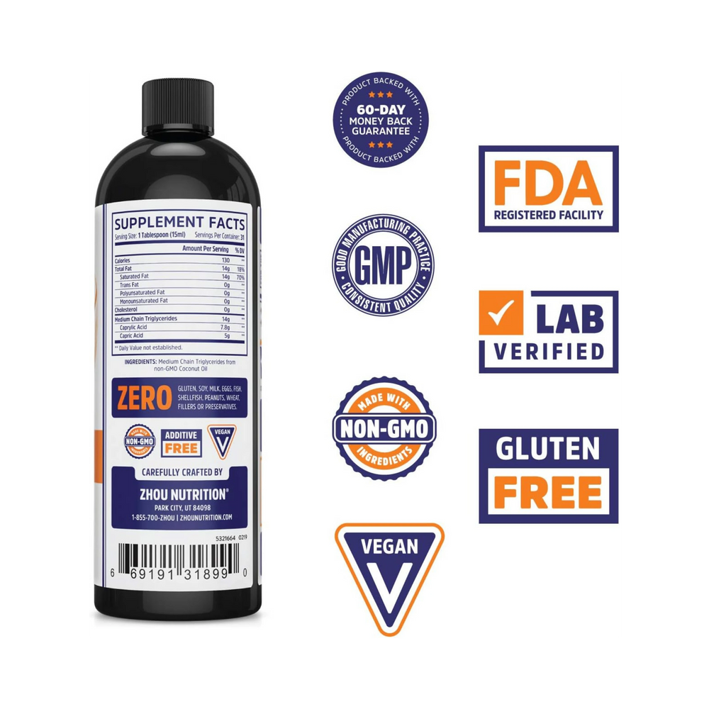 Zhou, MCT Oil 16Oz Ounce