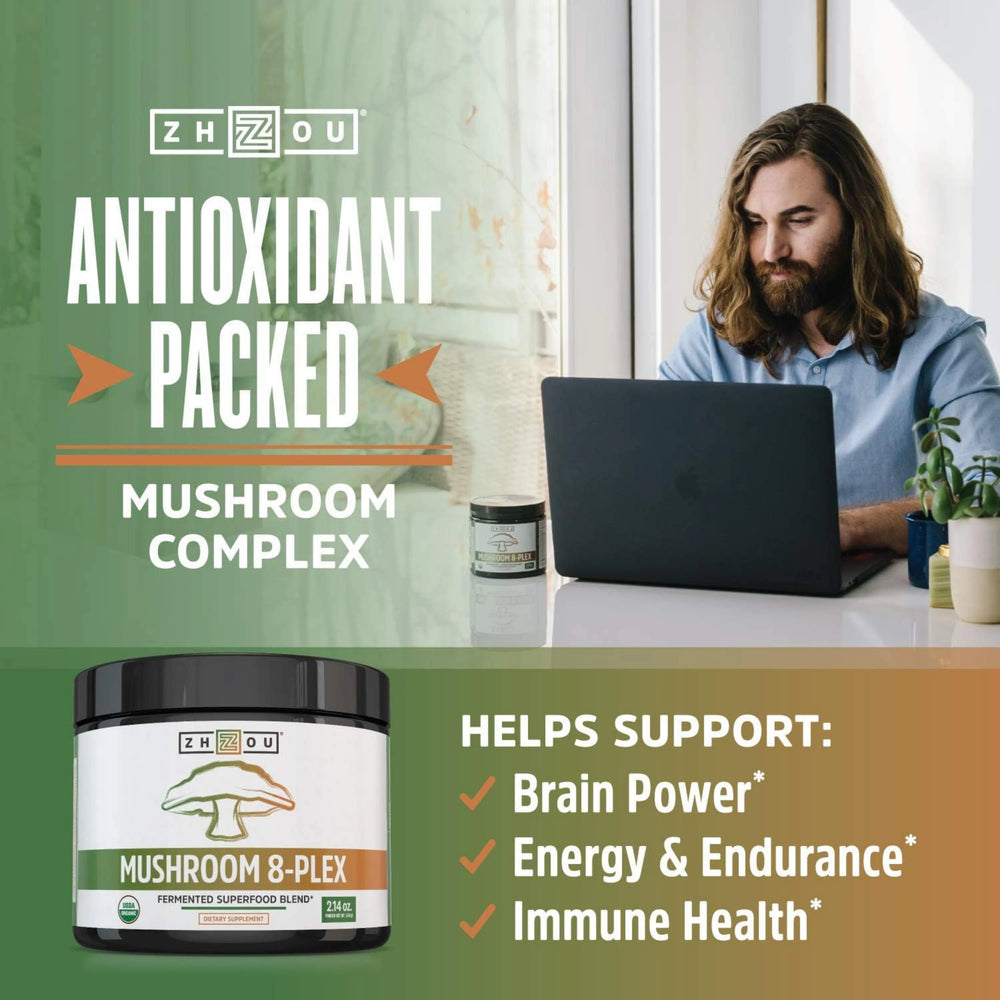 Zhou, Mushroom 8-Plex 2000mg, 2.14 Oz Ounce