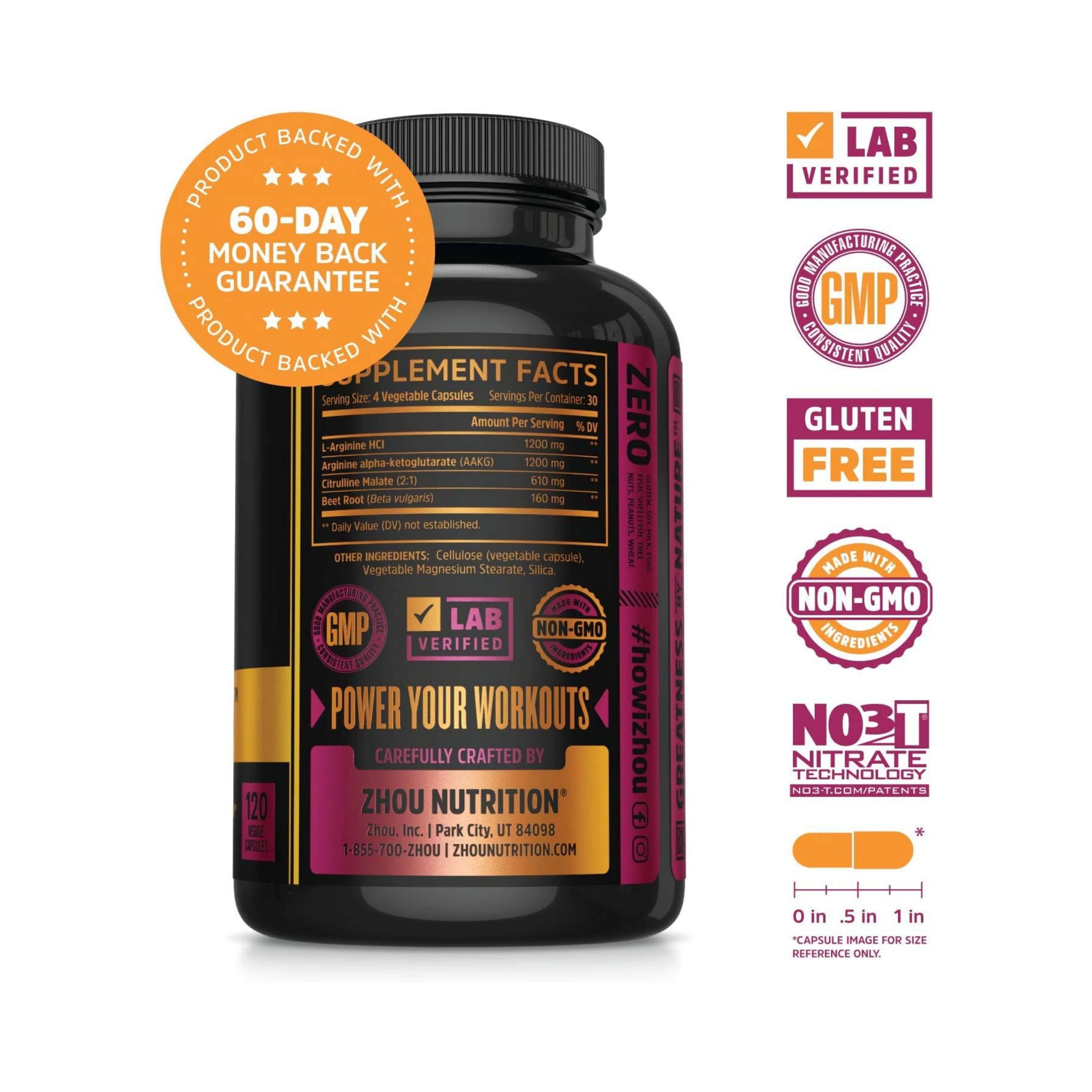 Zhou, N.O. Pro, Premium Nitric Oxide Boost,  120 Veggie Capsules