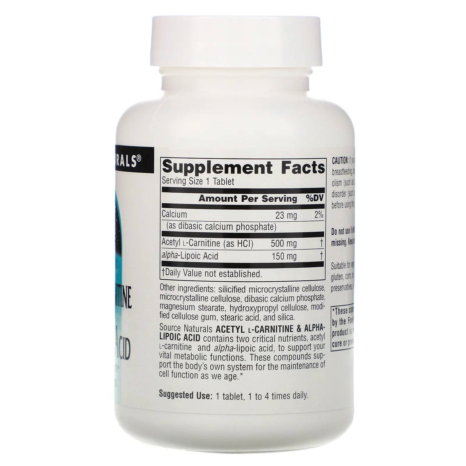 Source Naturals, Acetyl L-Carnitine & Alpha-Lipoic Acid, 650 Mg, 180Tab